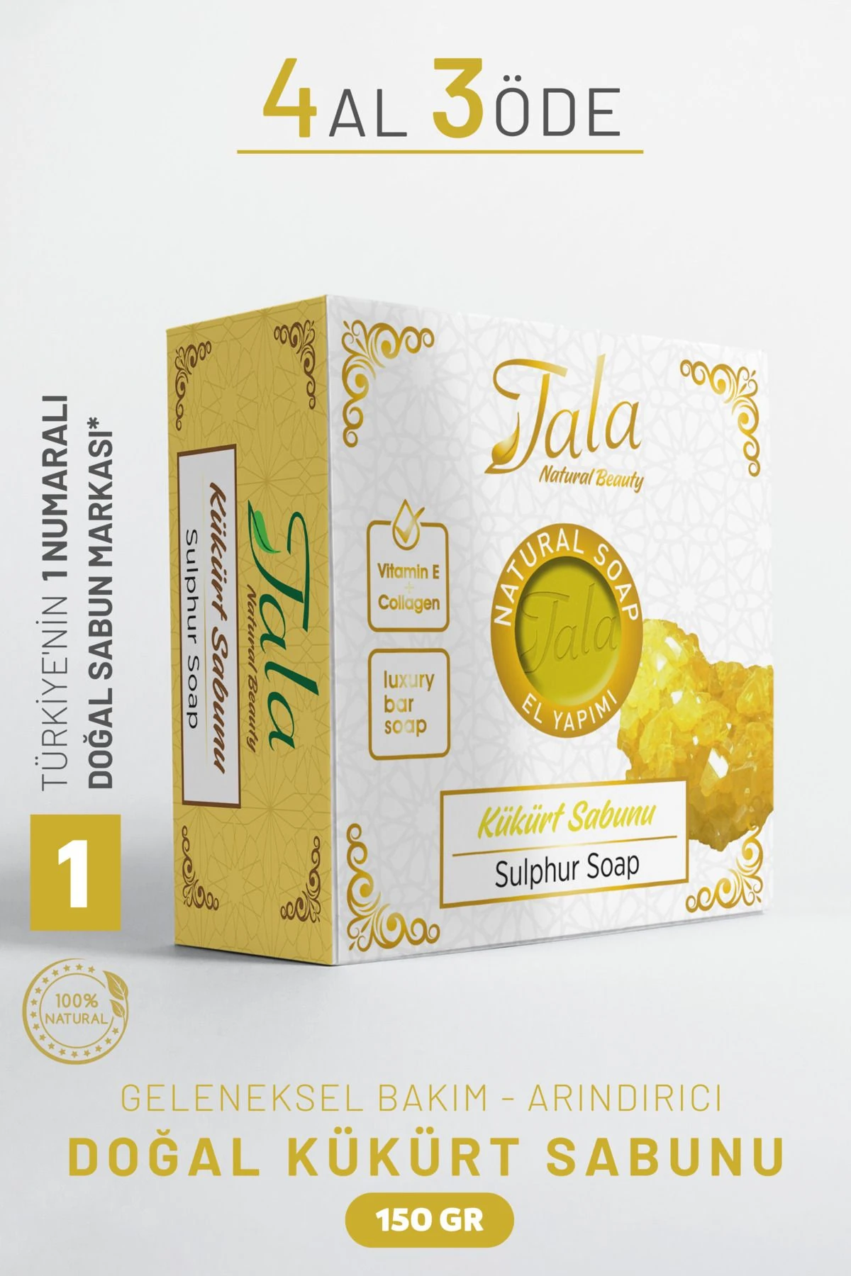 Kükürt Sabunu Doğal Cilt Temizleyici ve Arındırıcı Kükürtlü Sabun 150 gr