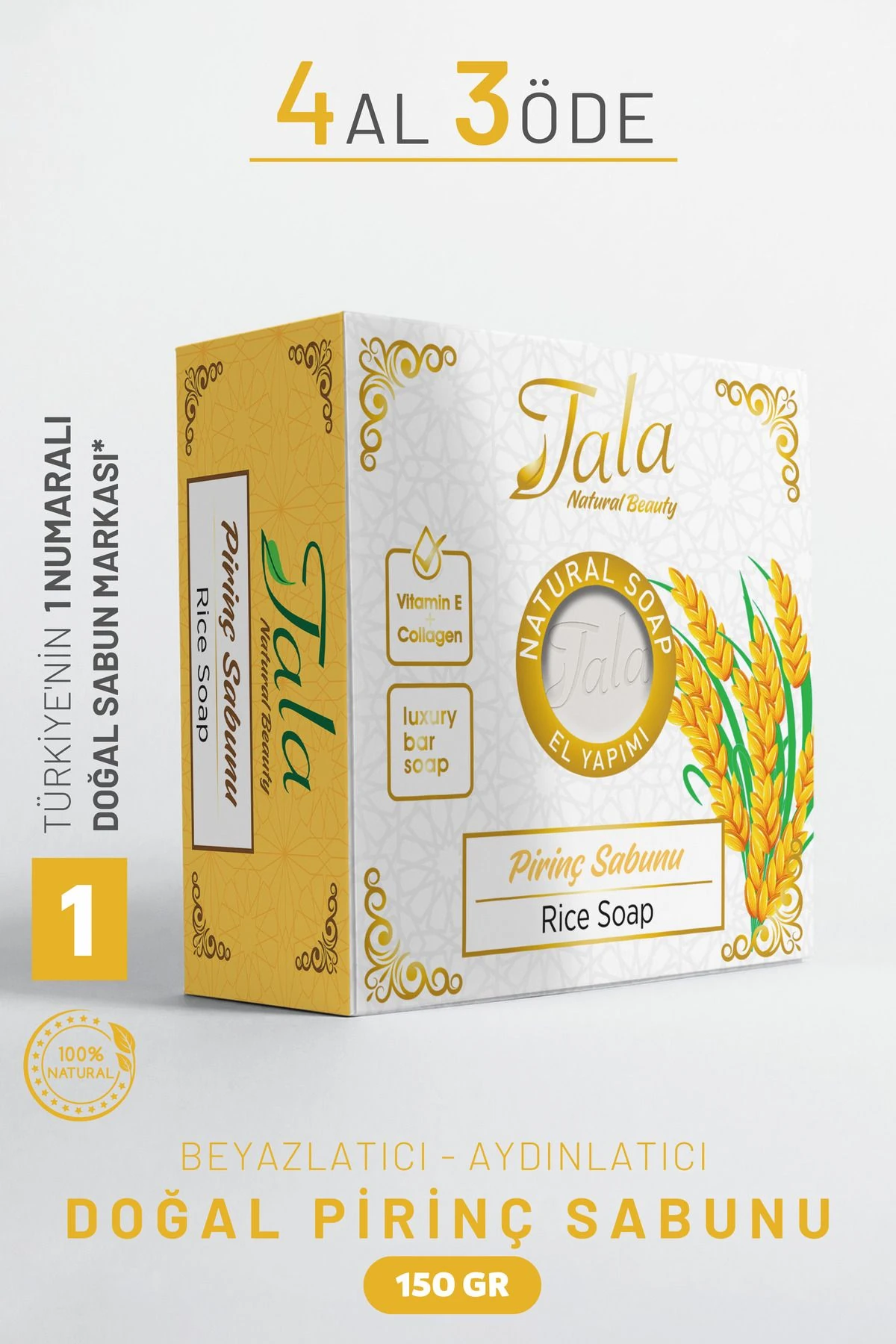 Pirinç Sabunu Doğal Cilt Beyazlatıcı Aydınlatıcı 150 Gr