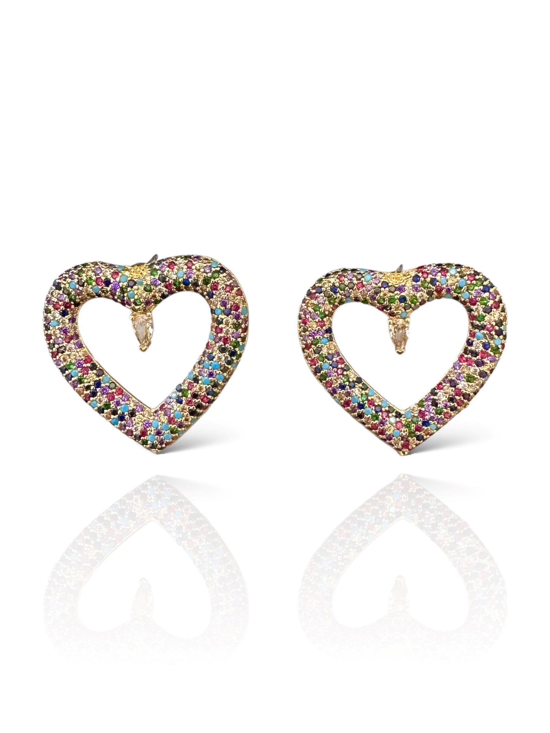 Gloria Jewellery Heart Küpe  - Colourful