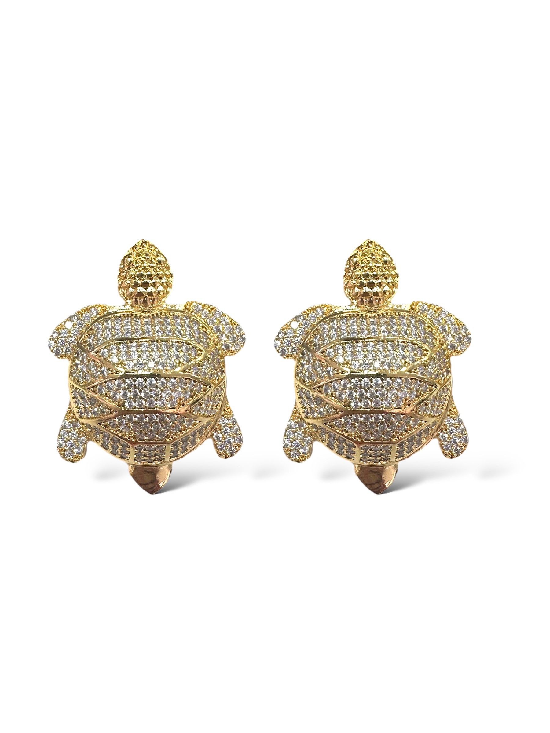 Gold Zircon Turtle Earrings