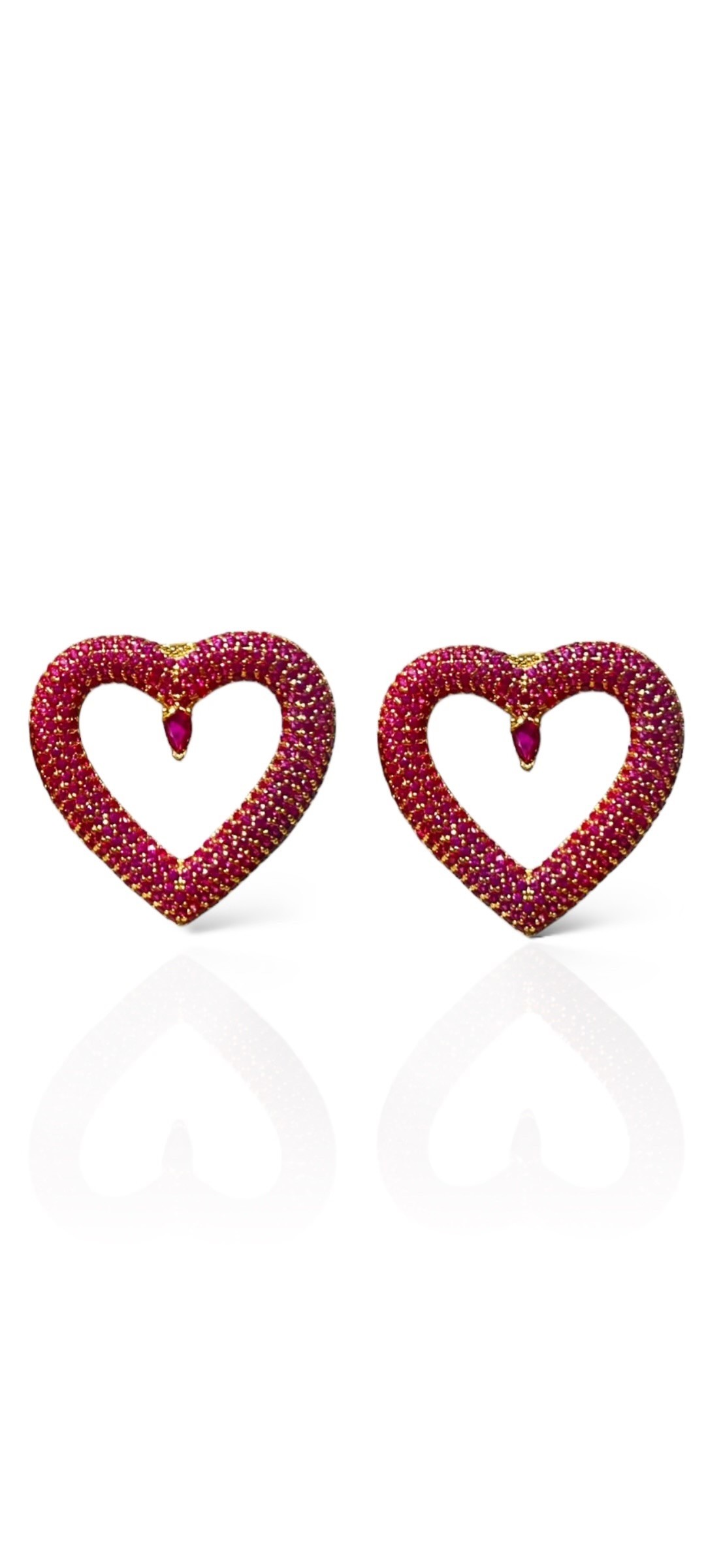 Gloria Jewellery Heart Küpe  - Red