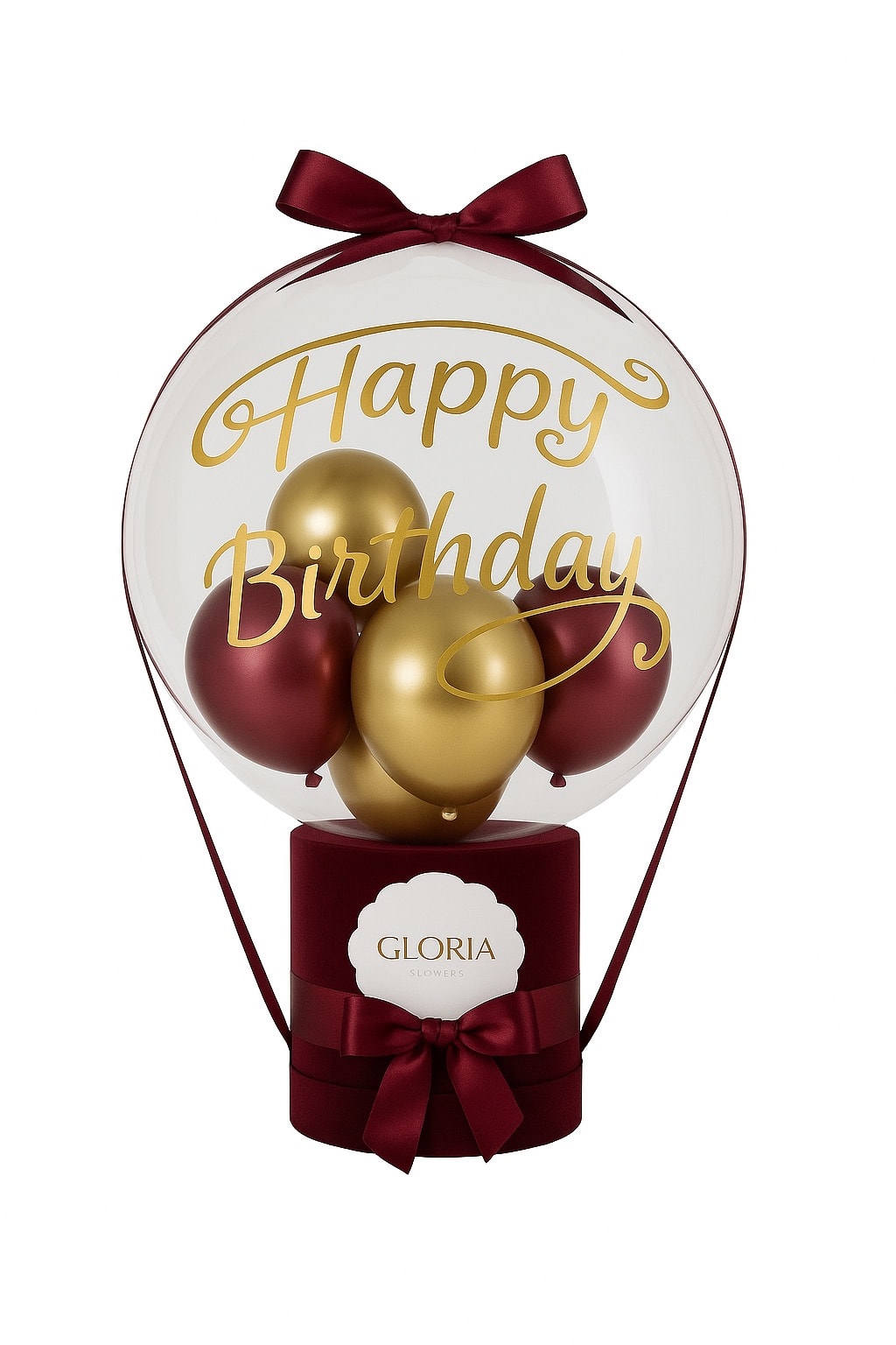 Premium Balon Hediye Paketi (Bordo)