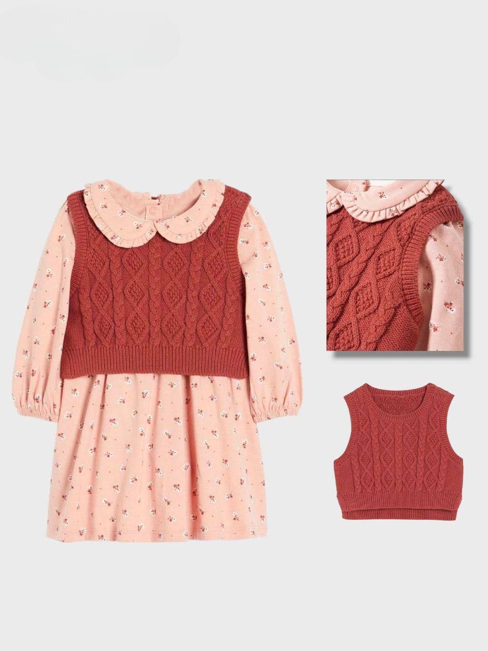 Süweter Detaylı Vintage Elbise