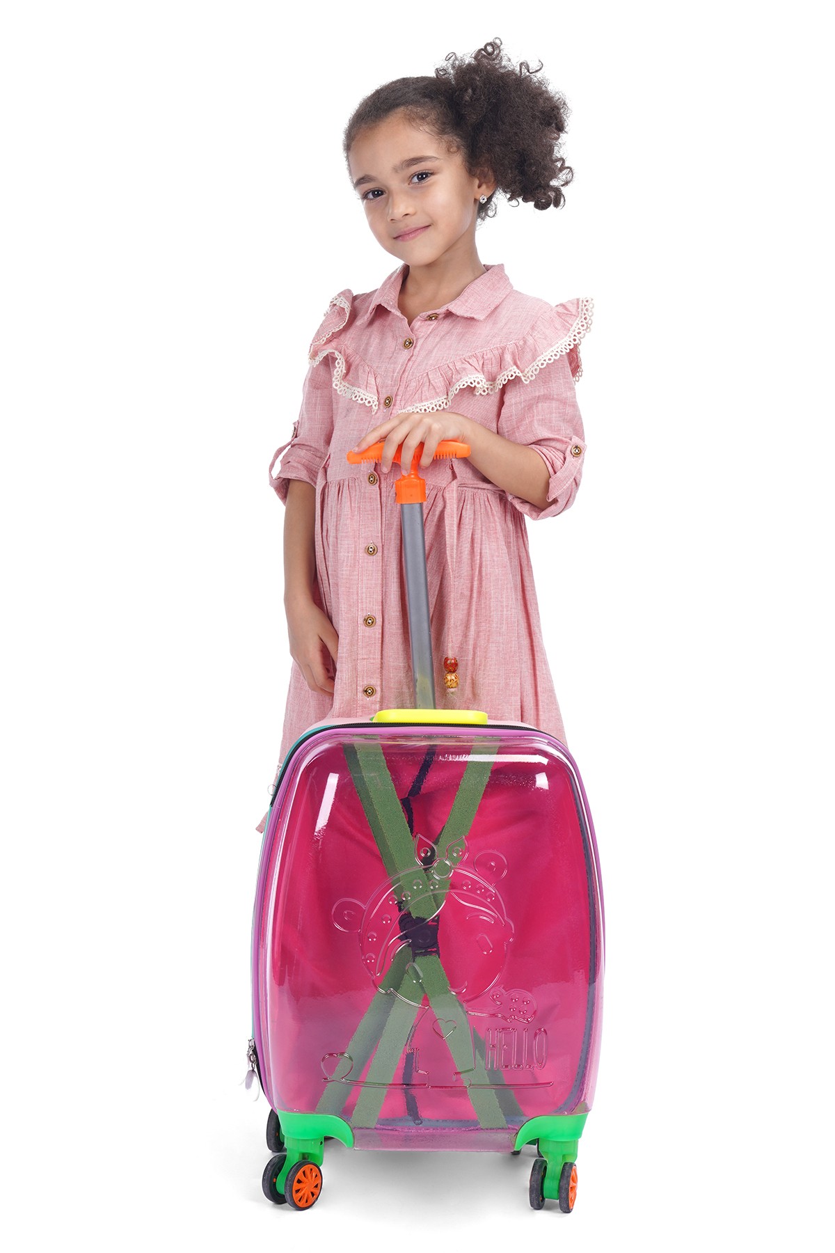 Şeffaf Çocuk Valiz - pembe