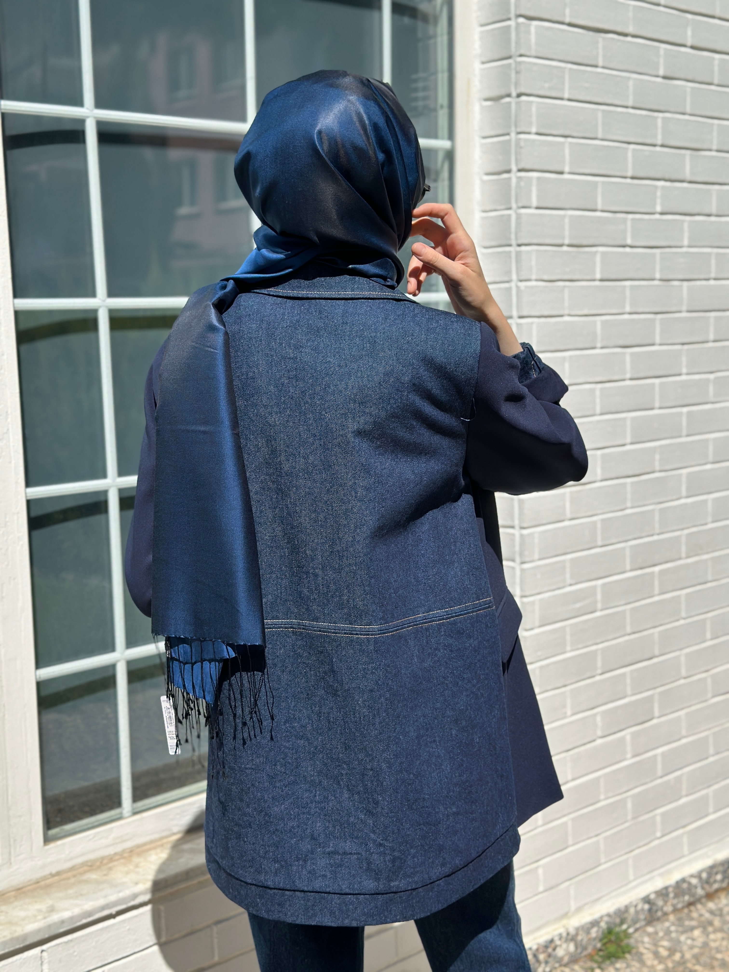 Kayra Denim Garnili Blazer Ceket Koyu Lacivert 13033