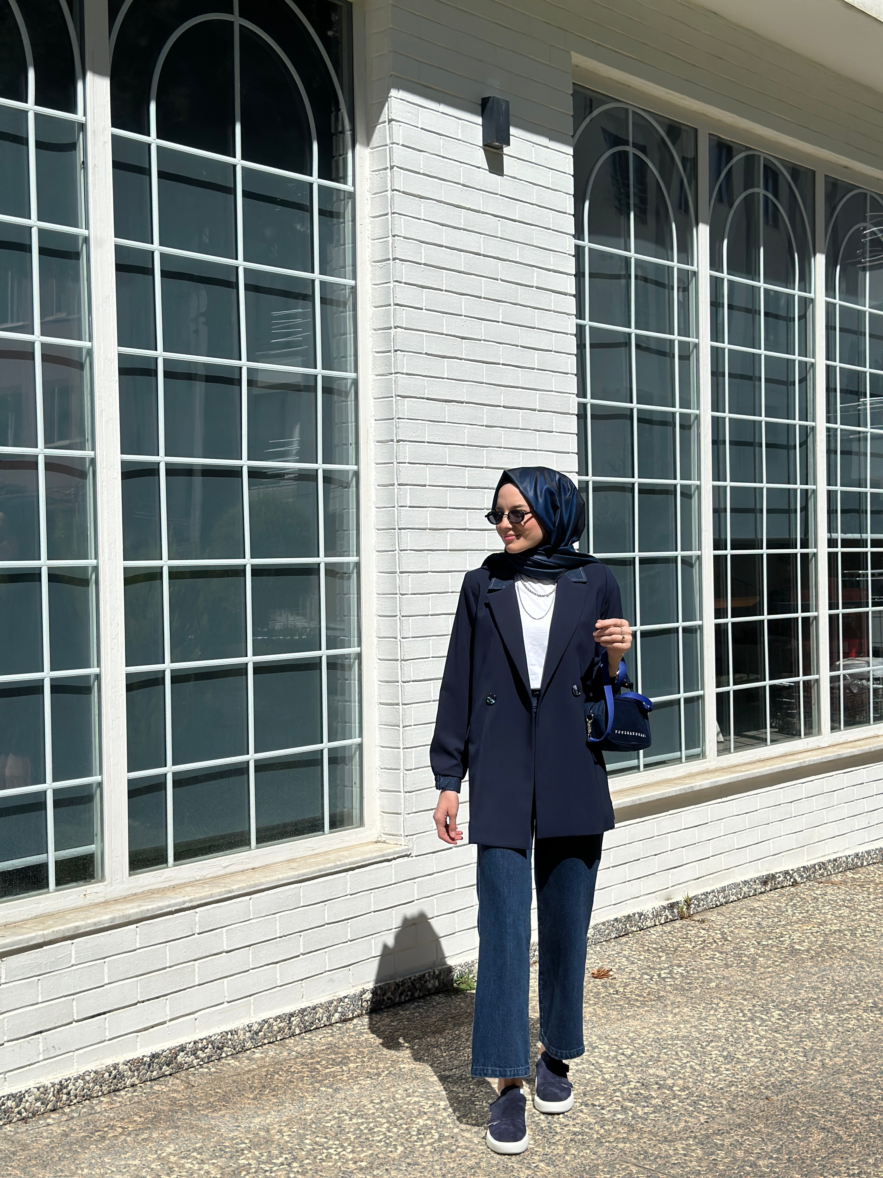 Kayra Denim Garnili Blazer Ceket Koyu Lacivert 13033