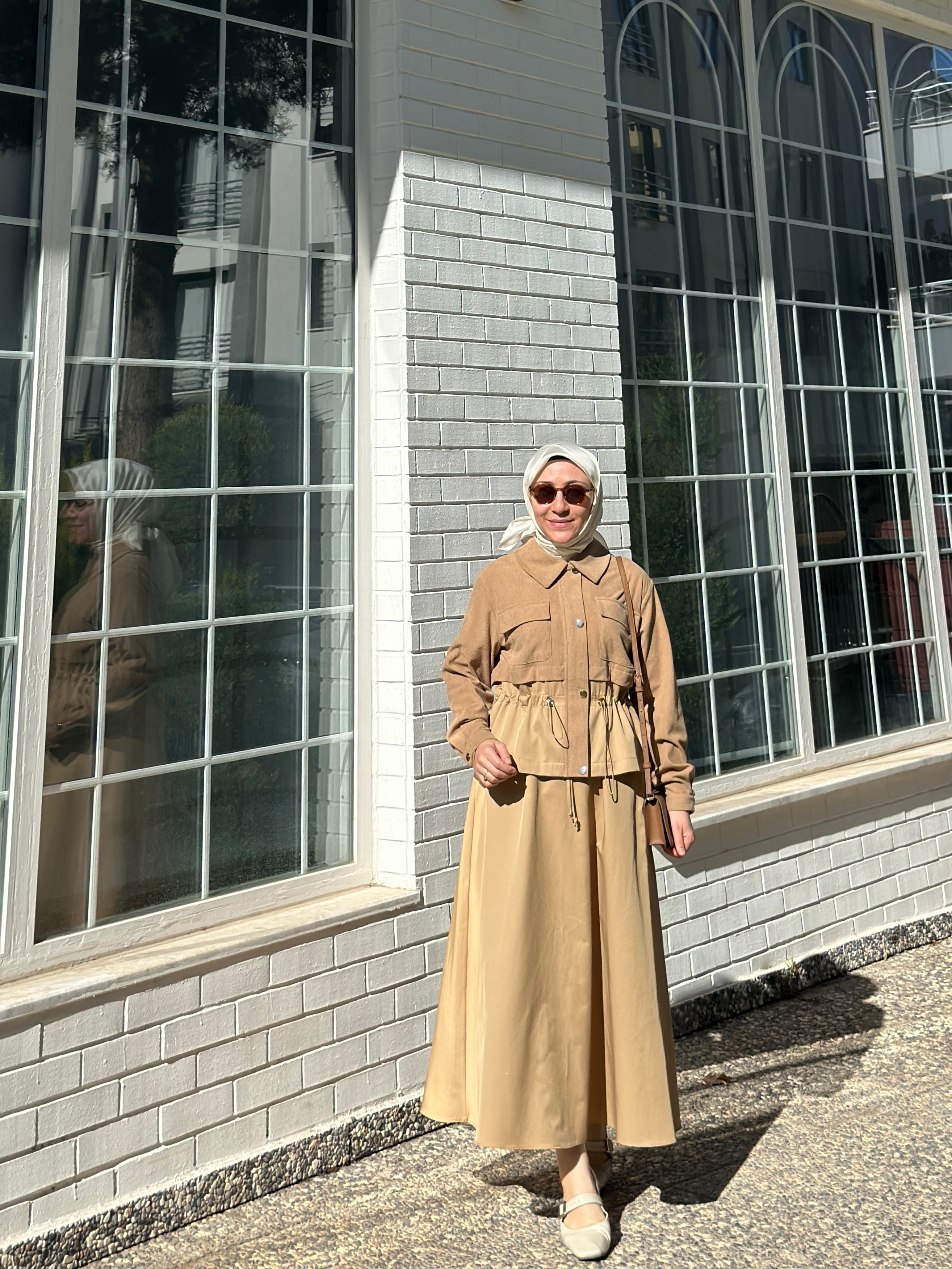 Kayra Çift Cepli Etekli Takım Bej 76003