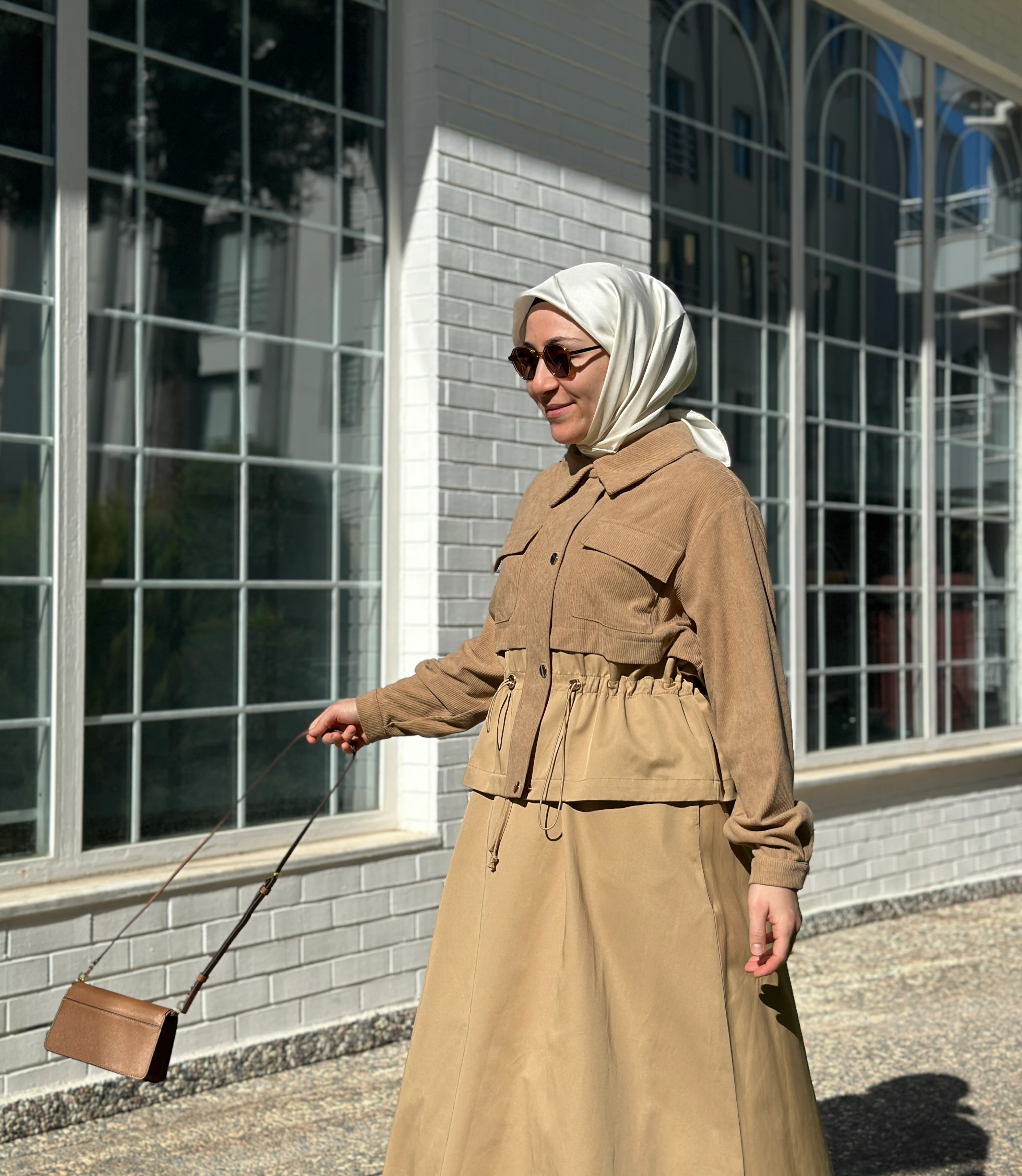 Kayra Çift Cepli Etekli Takım Bej 76003