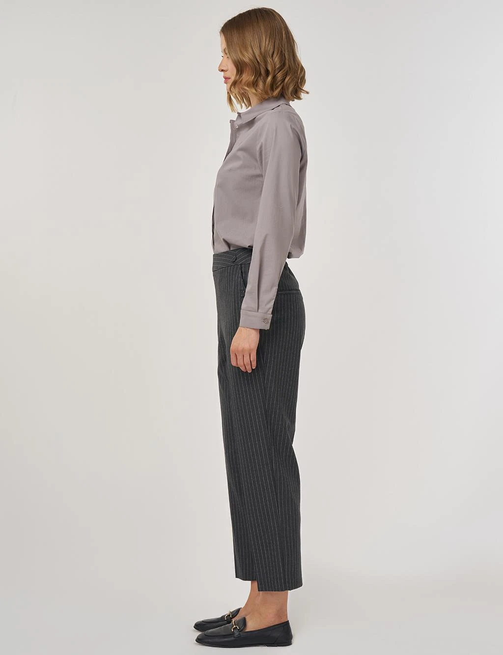 Kayra Çizgili Klasik Pantolon Füme 19095