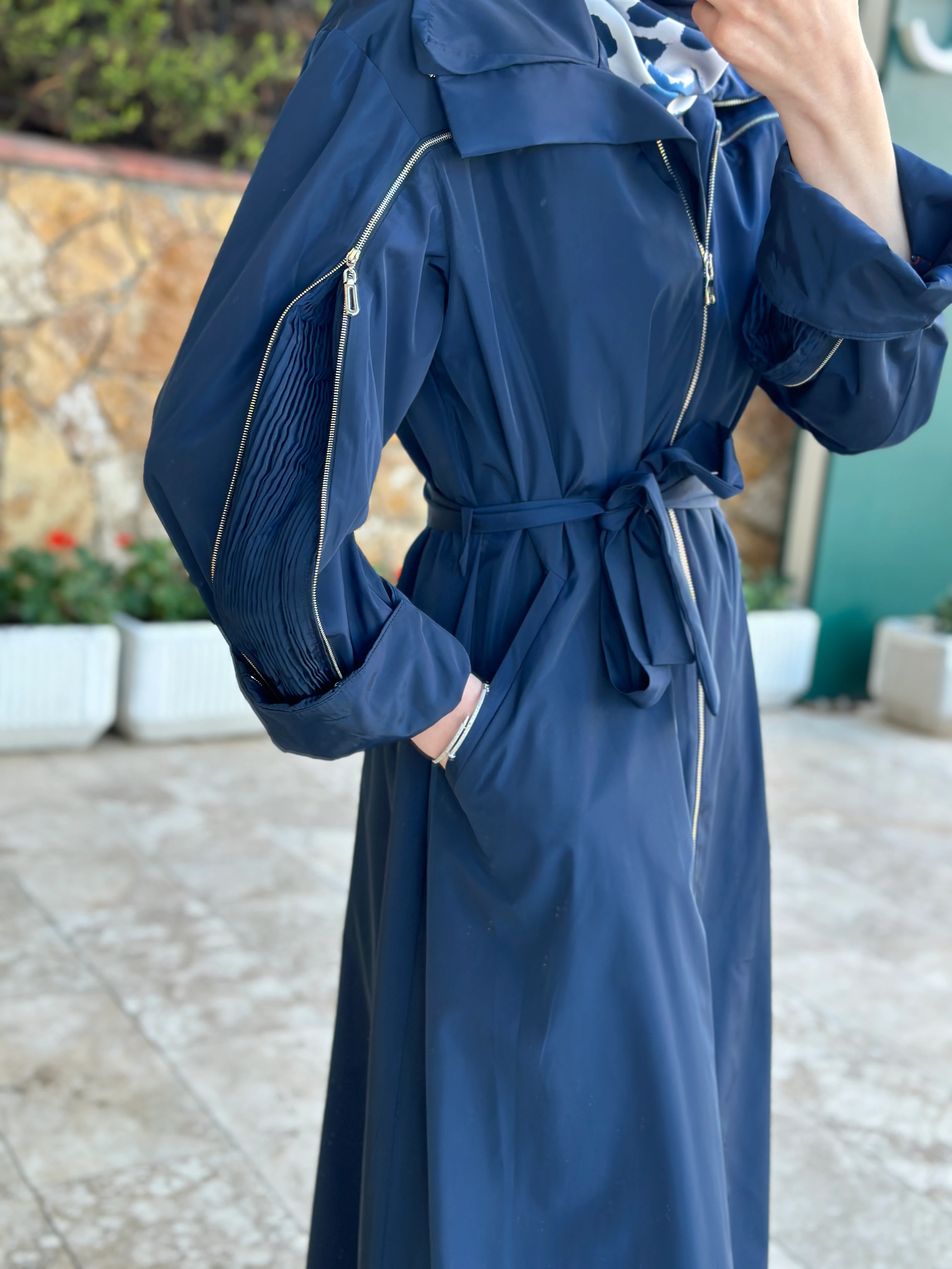 Misswhence Drape ve Fermuar Detaylı Pardesü 38506