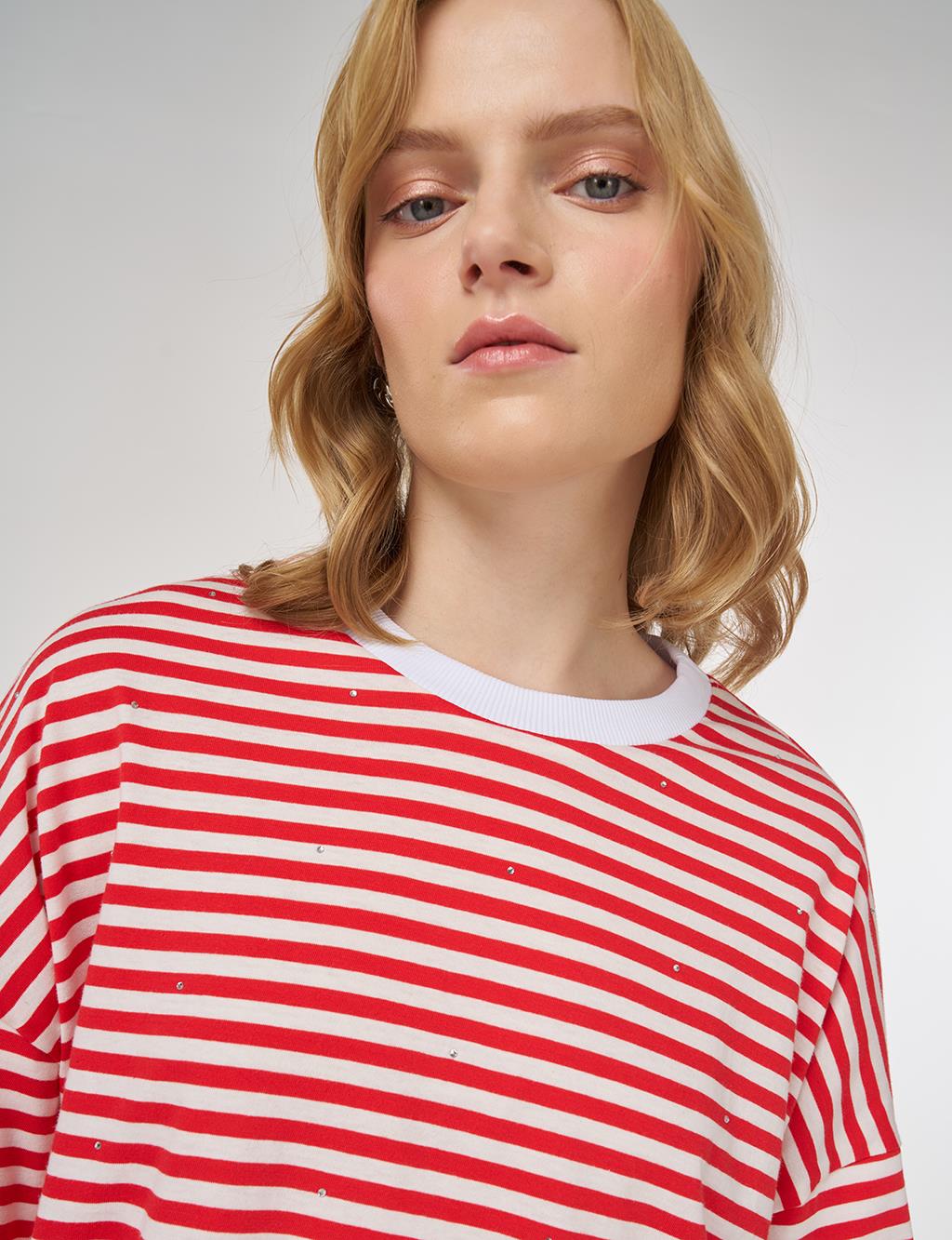 Kayra %100 Pamuklu Gömlek Detaylı Sweatshirt Kırmızı 31006