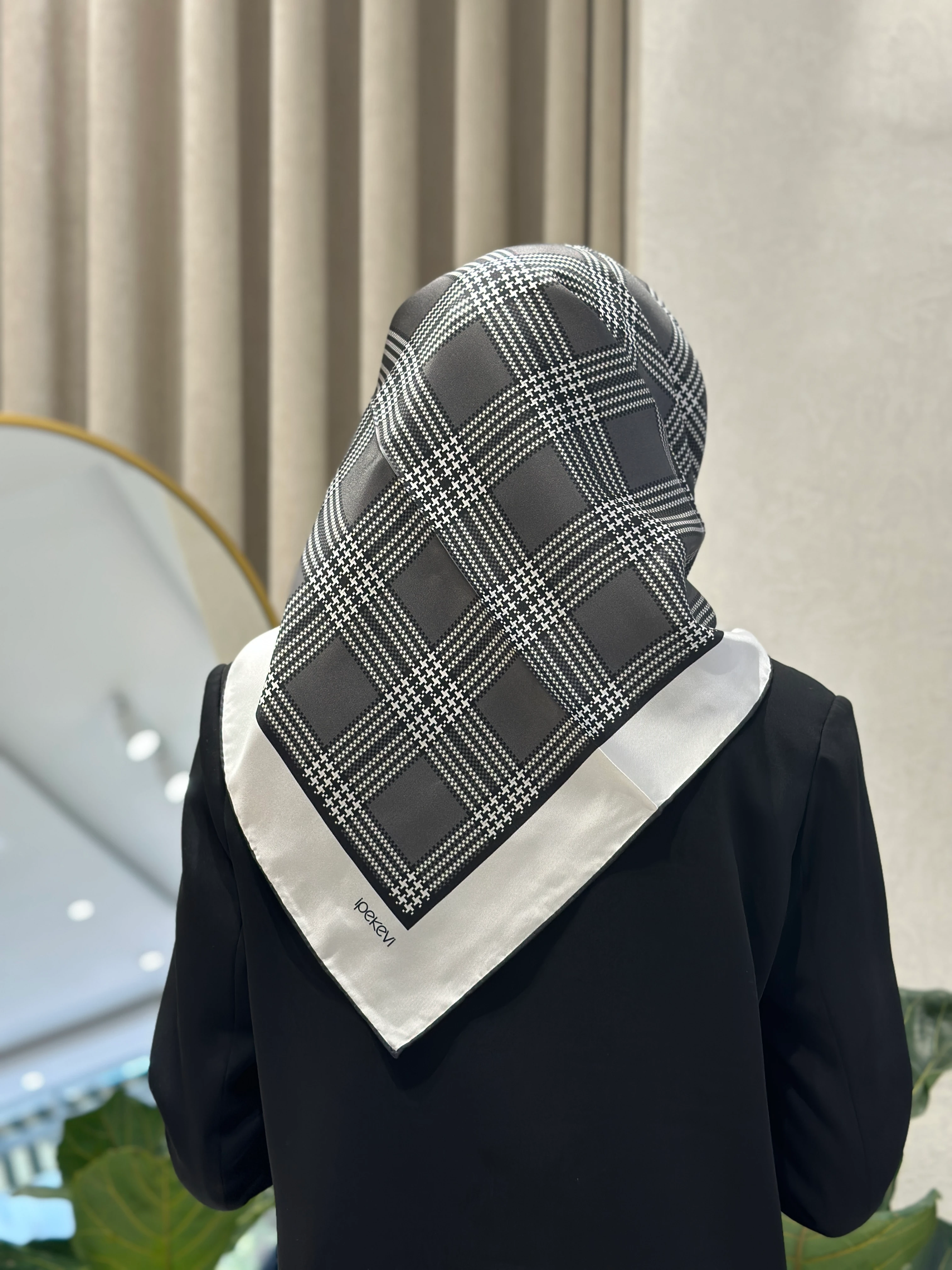 İpekevi Marled Ekose Twil İpek Eşarp 1153