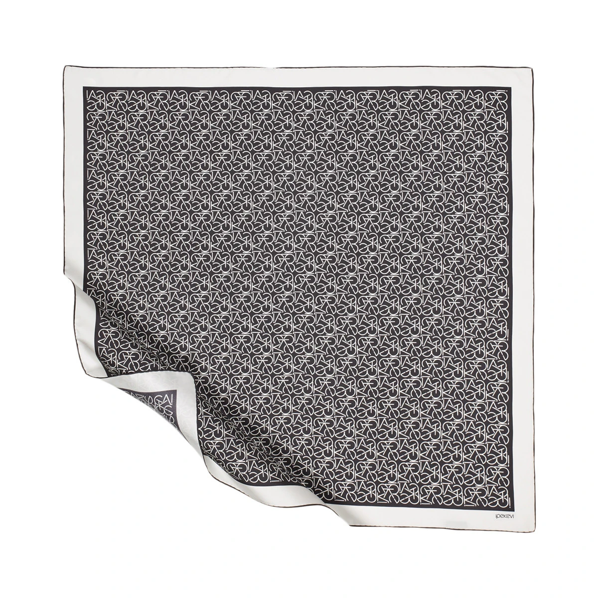 İpekevi Typo Monogram Twil İpek Eşarp 1119 - SİYAH BEYAZ