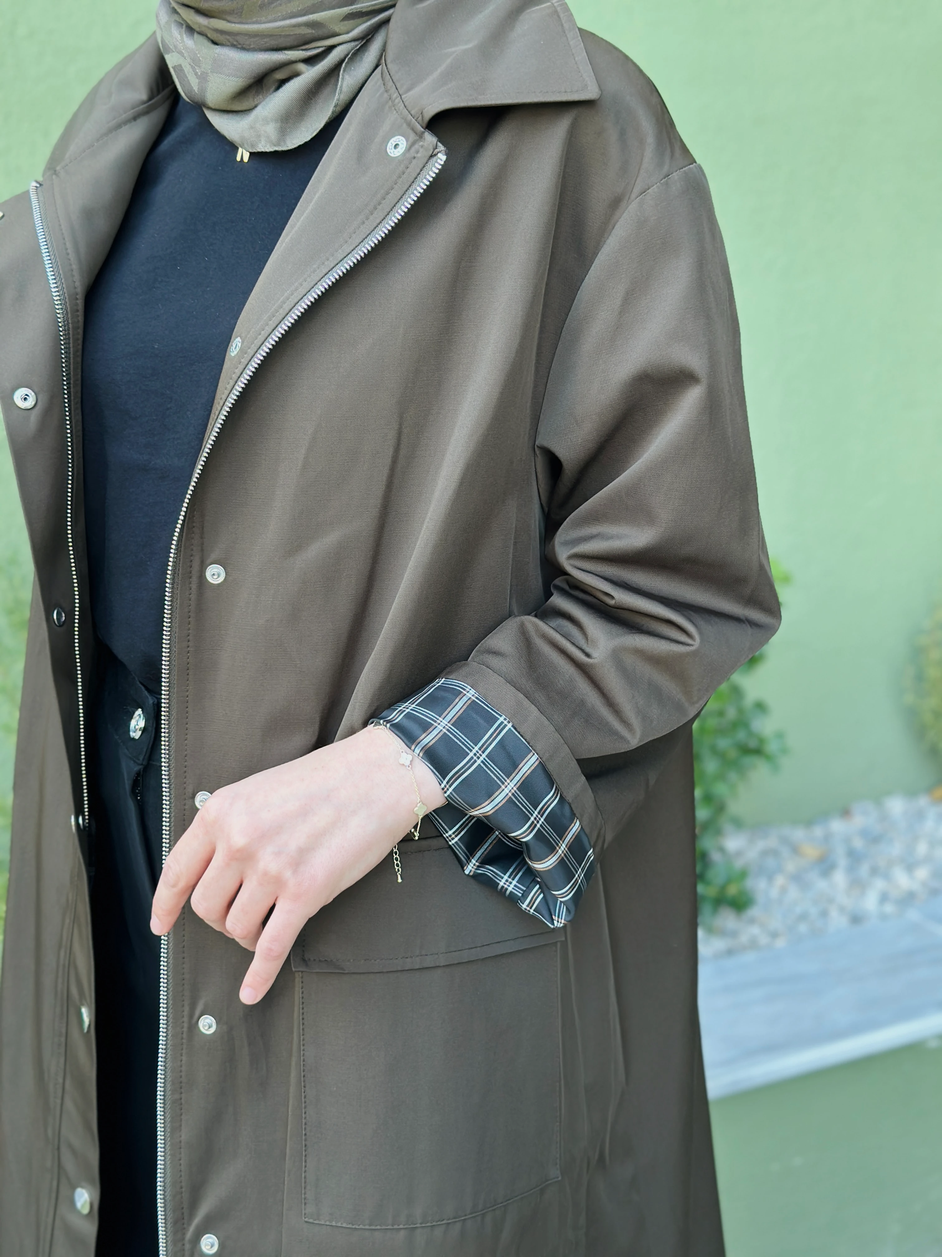 Cloche Ekose Astarlı Uzun Parka 3893