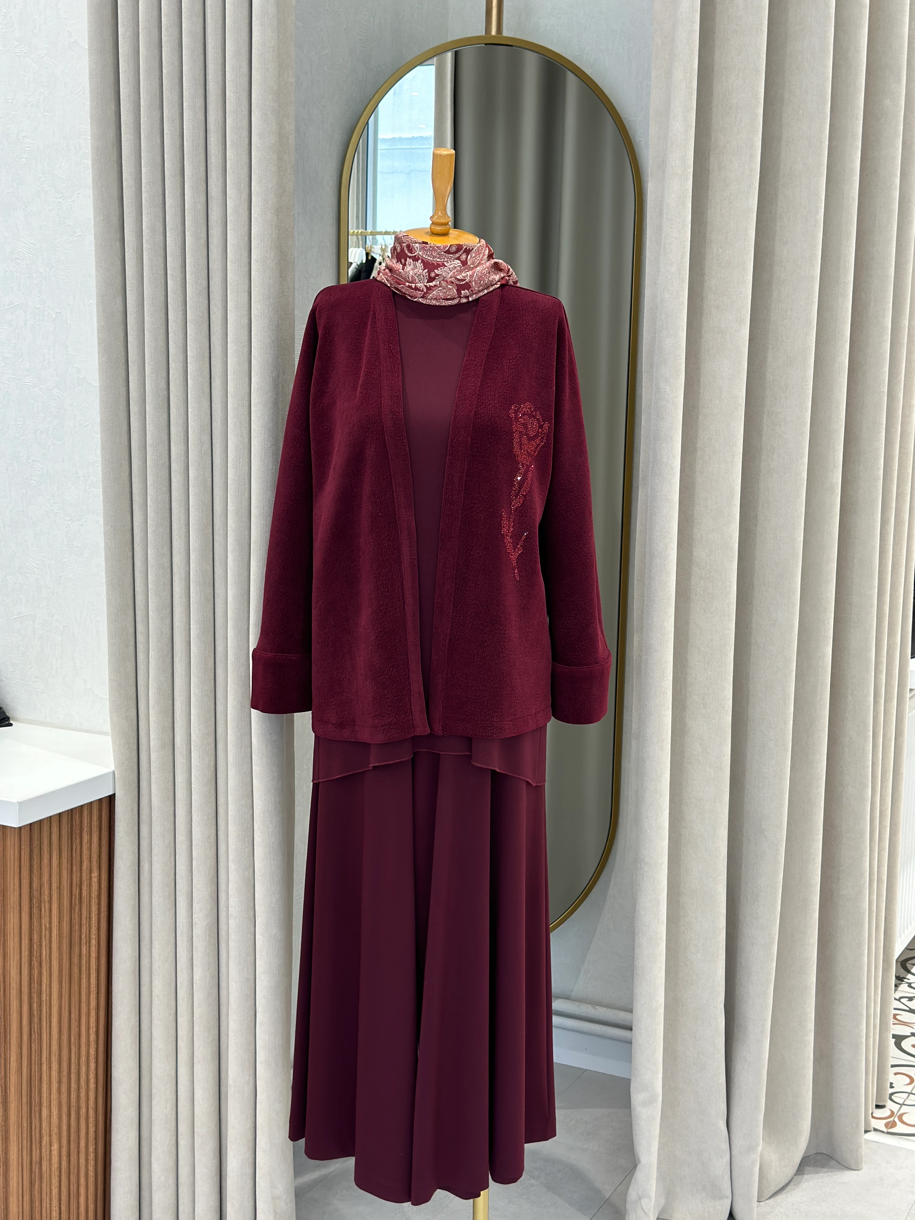 Noi Triko Fitilli Şal Yaka Taşlı Kısa Ceket  65363