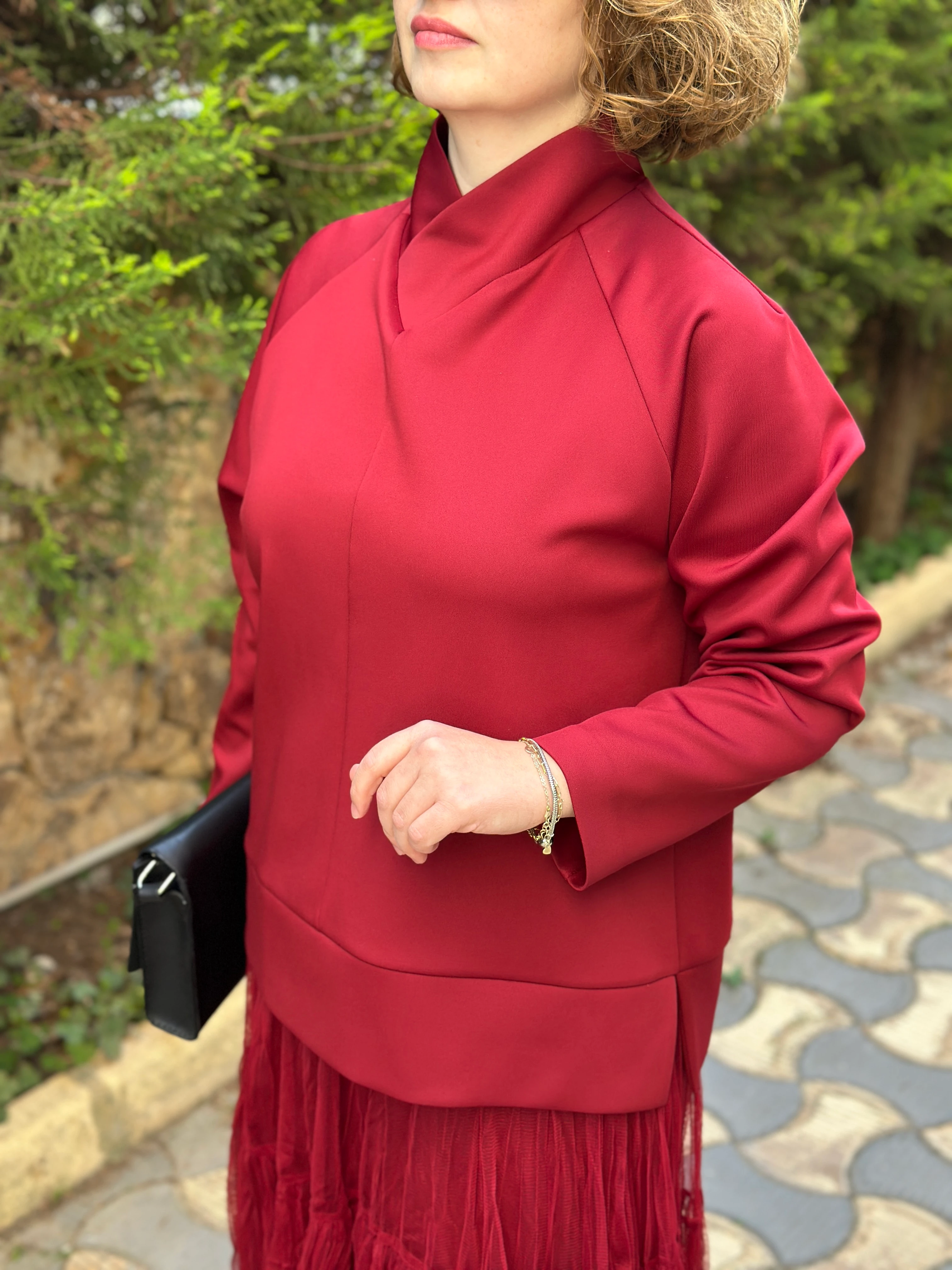 Noi Scuba Geniş V Yaka Bluz 65117