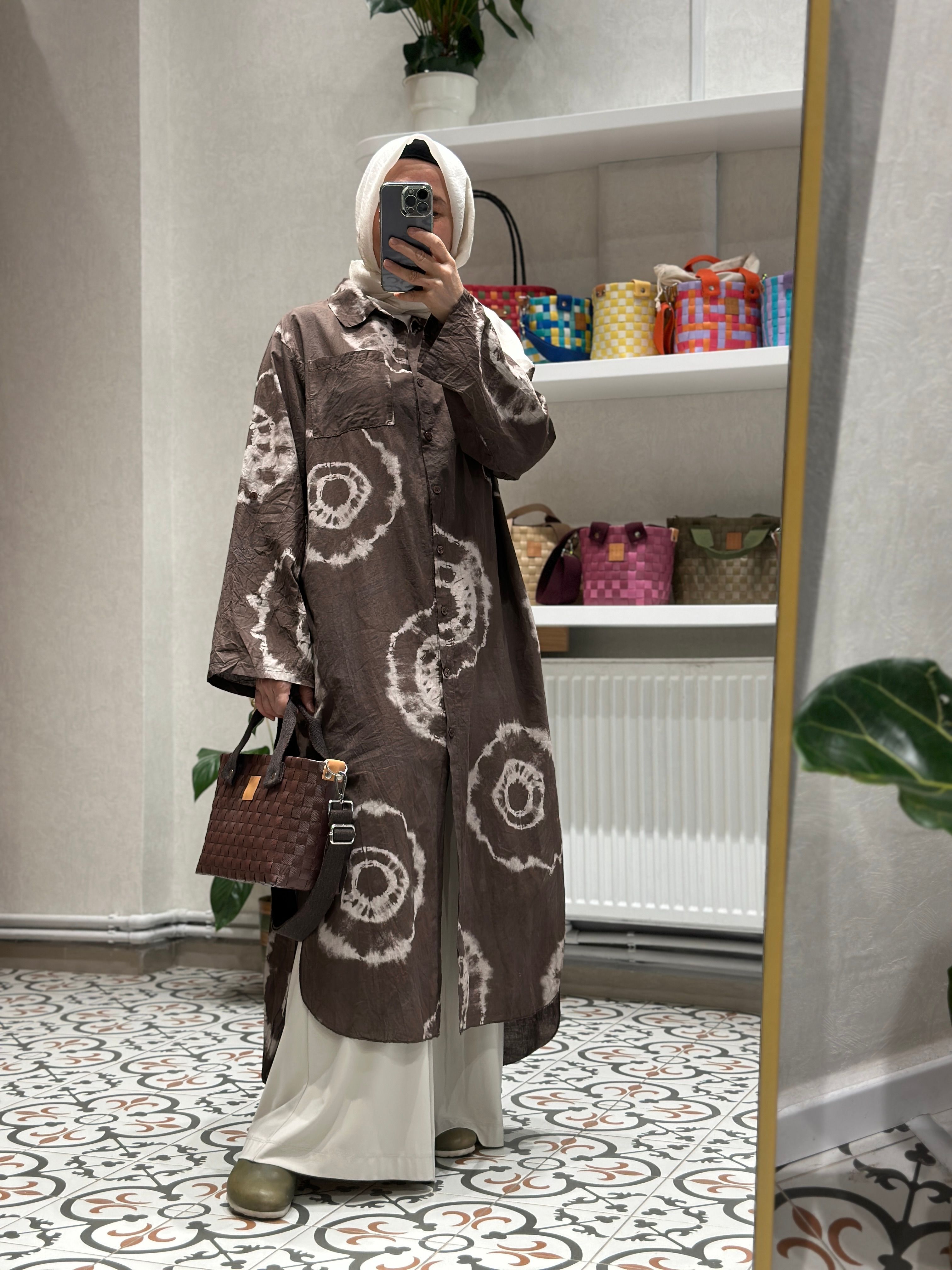 Aise Batik Viskon Gömlek Elbise 