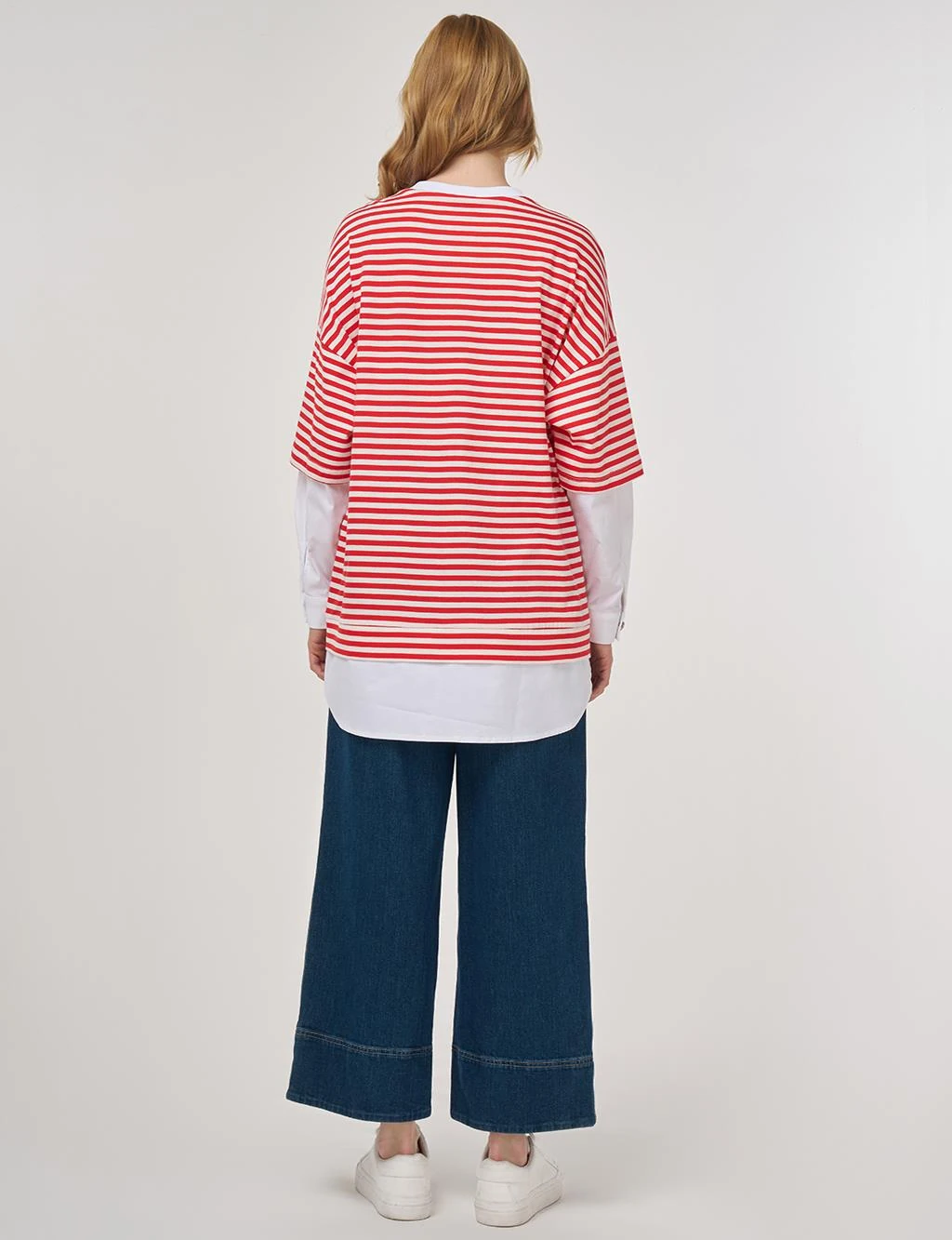 Kayra %100 Pamuklu Gömlek Detaylı Sweatshirt Kırmızı 31006