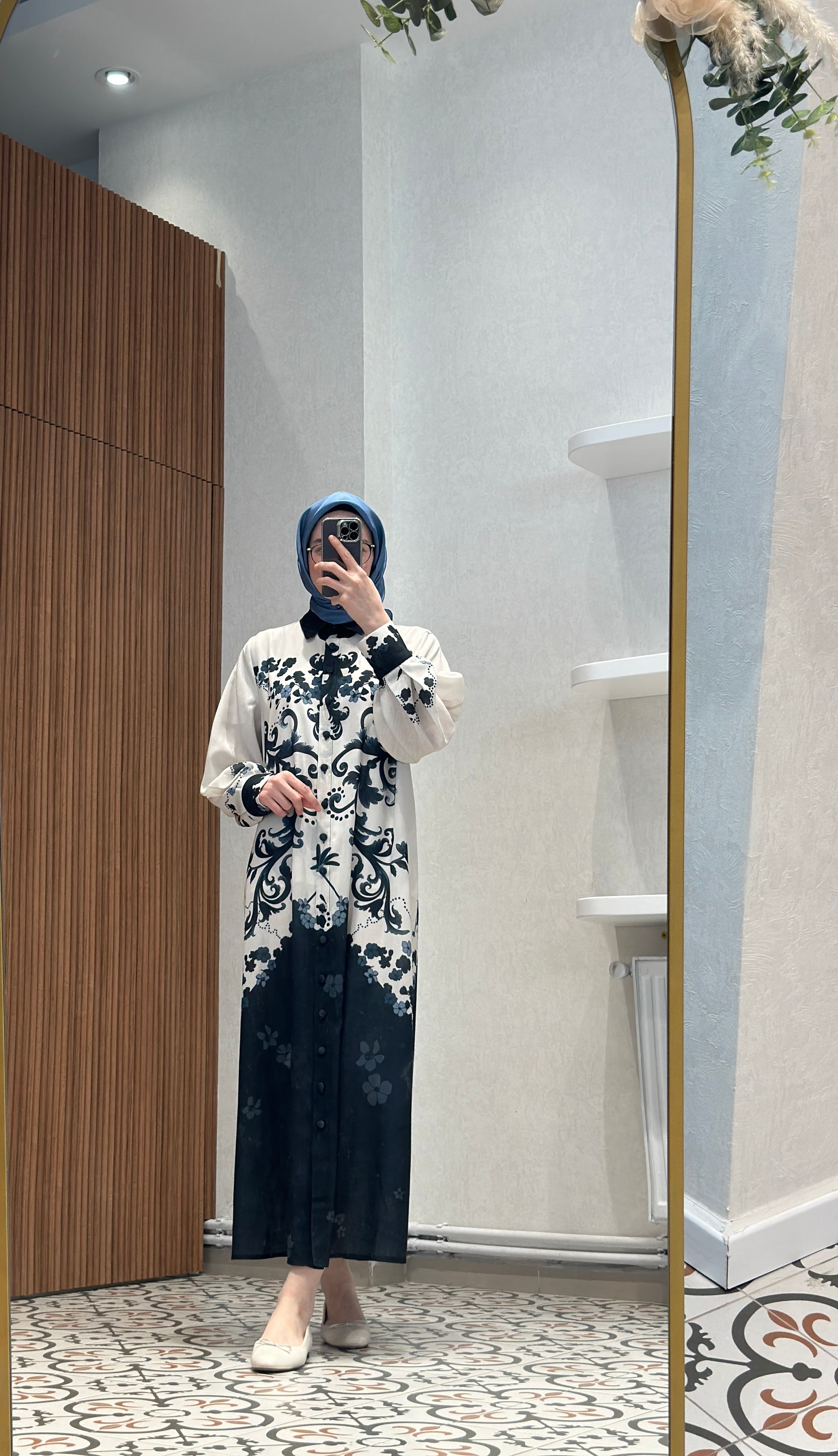 Noi Keten Bohemian Desenli Gömlek Elbise 75282