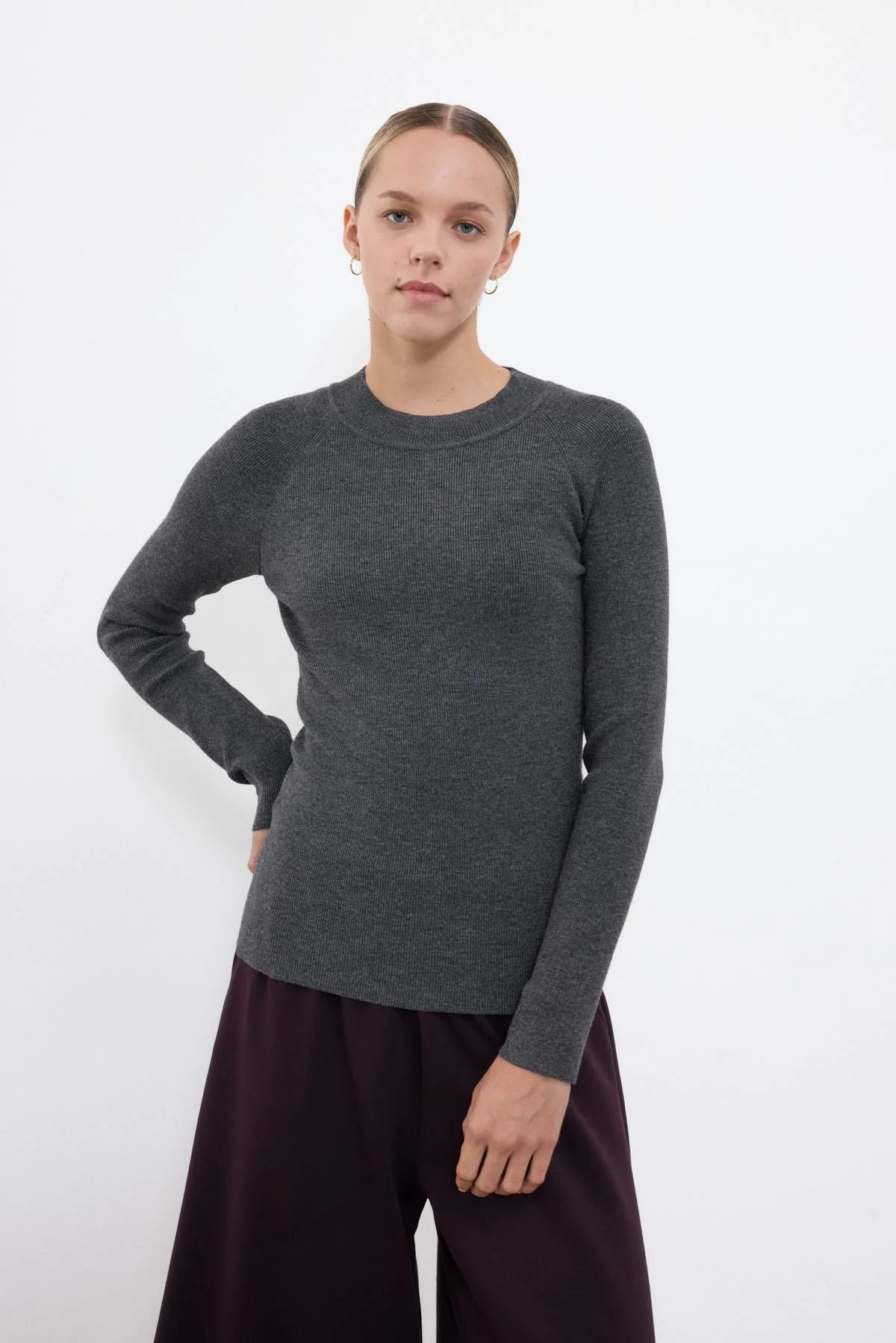 Cloche Basic Triko Bluz 3856 - GRİ