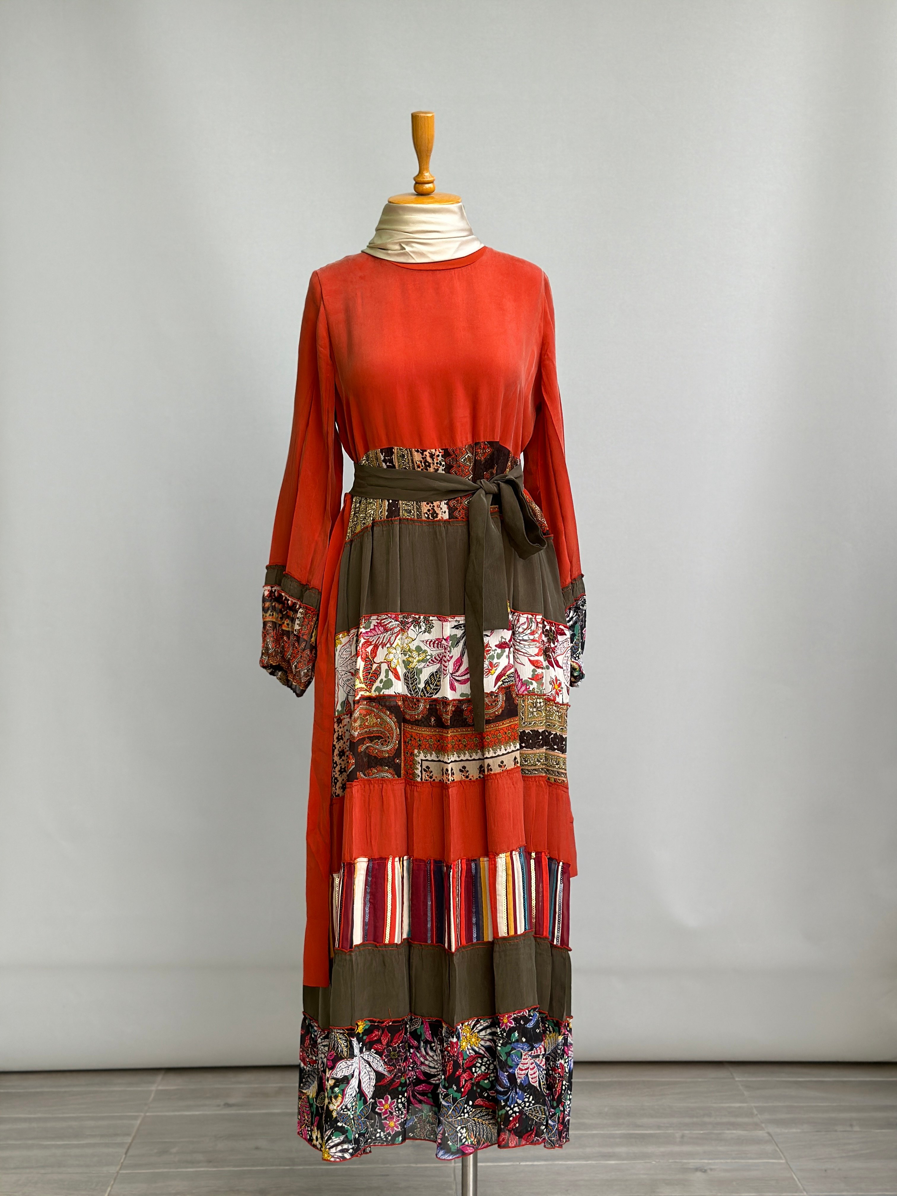 Misswhence Patchwork İpek Elbise 35813