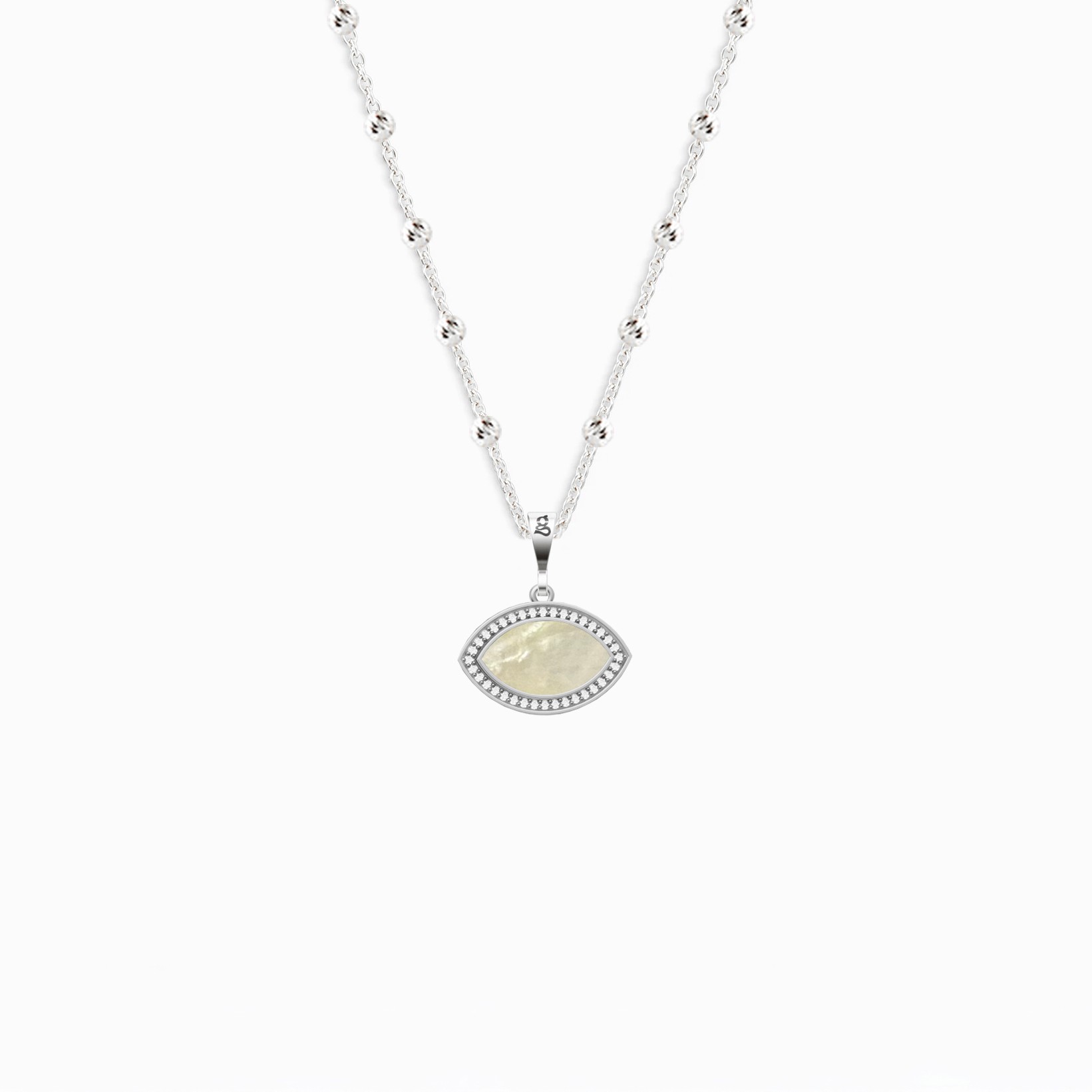 Marquise Mother of Pearl Silver Necklace