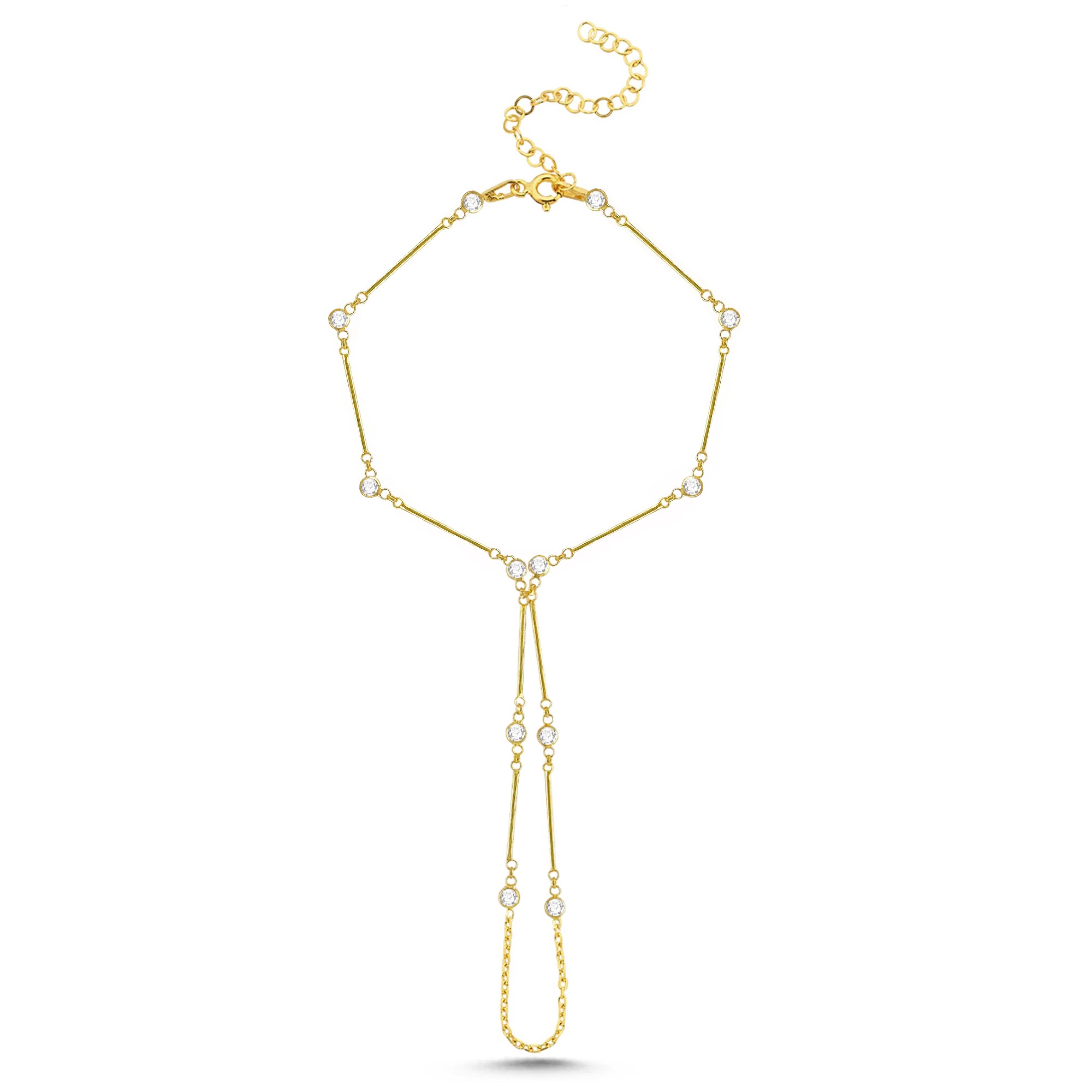 Bar Design Zircon Silver Hand Chain