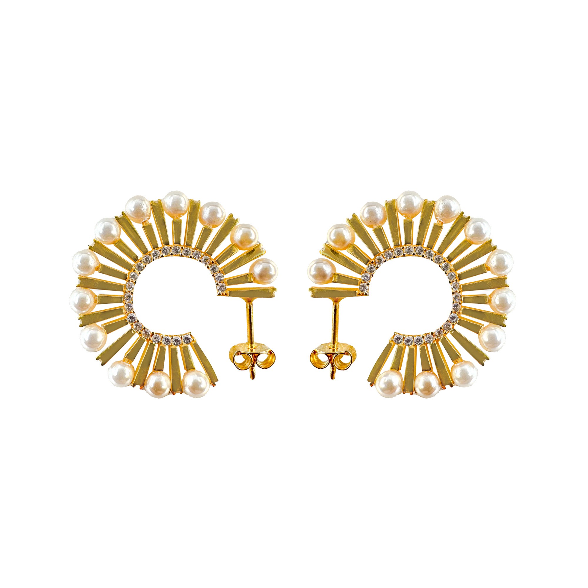 Pearl Hoop Gold-Plated Silver Earrings