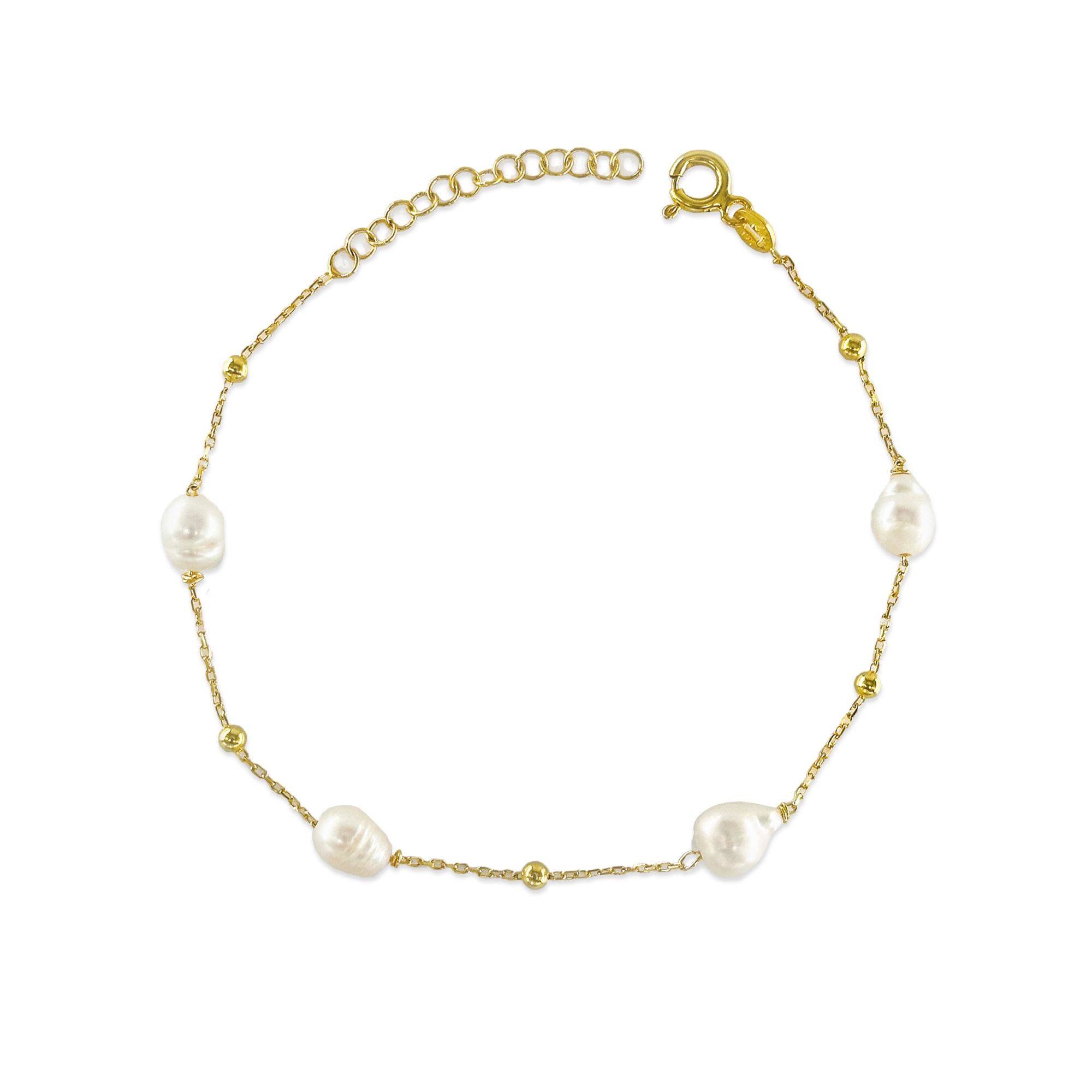 Gold-Plated Silver Bracelet with Pearl Detail