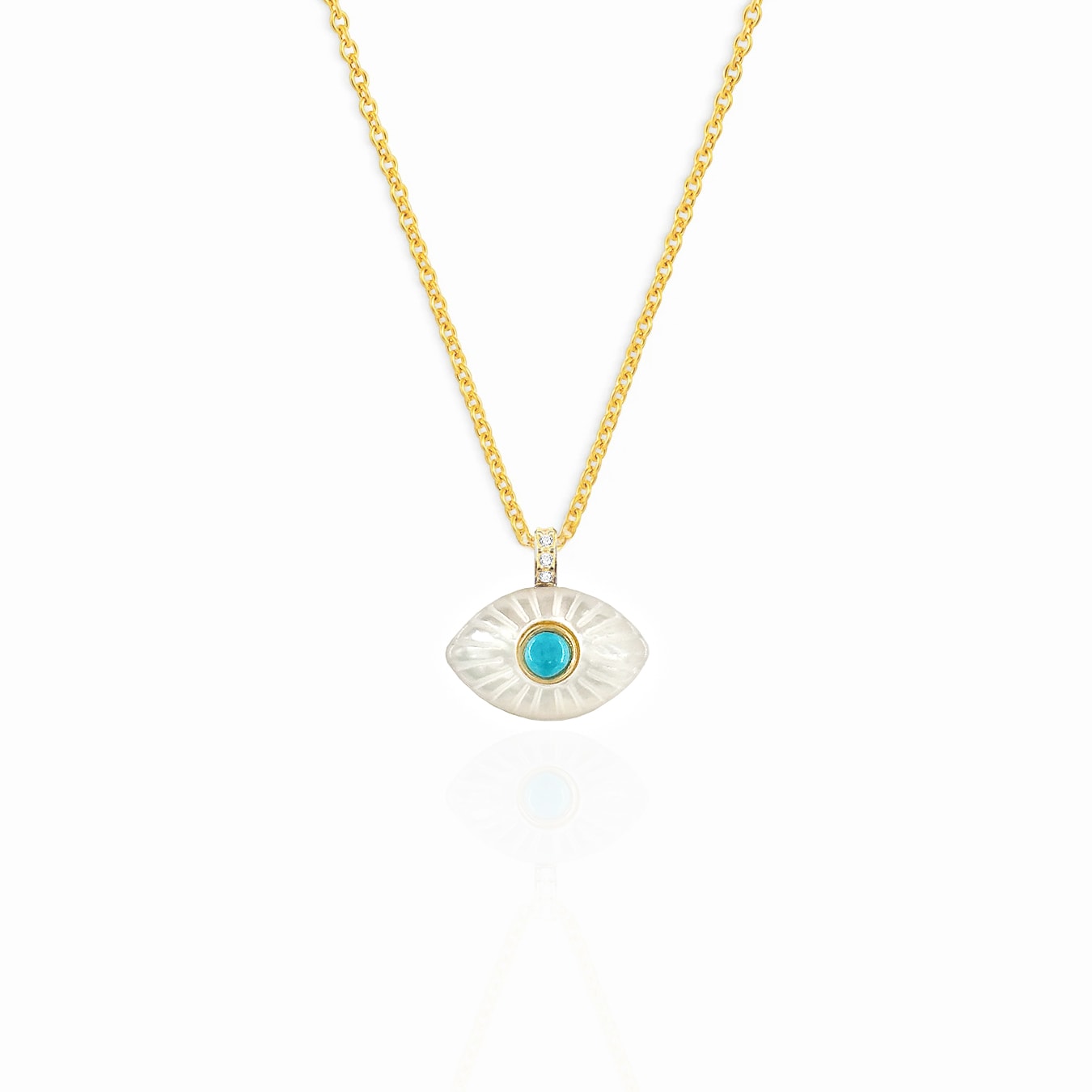 Eye Gold-Plated Silver Necklace - White