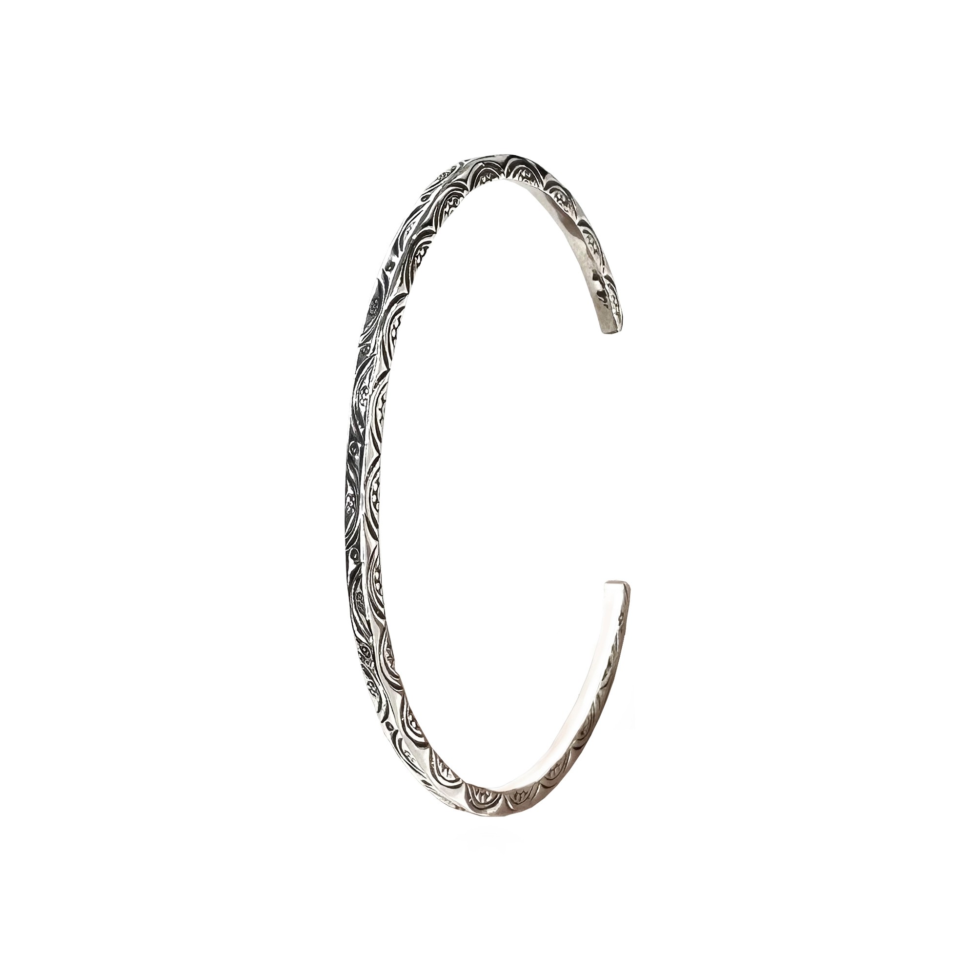 Circular Motif Men's Silver Cuff Bracelet