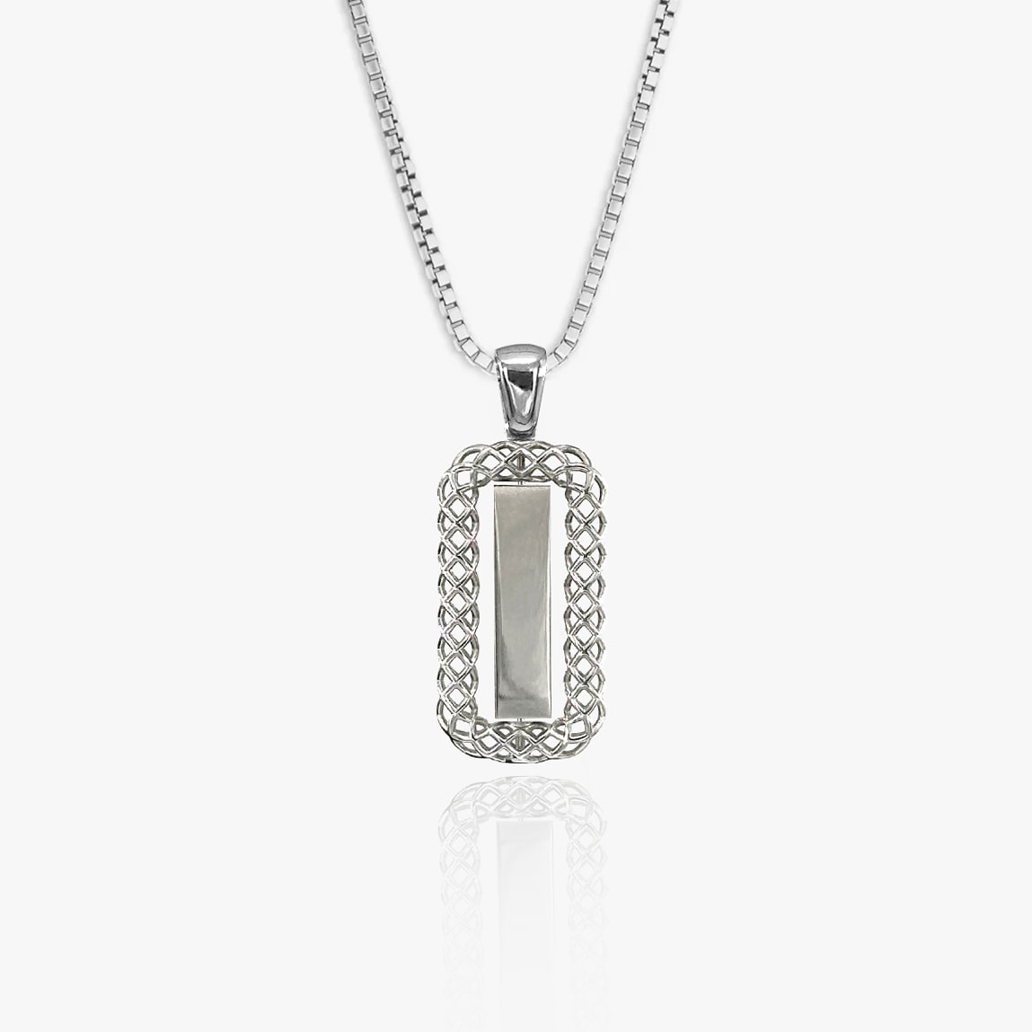 Customizable Woven Design Silver Necklace