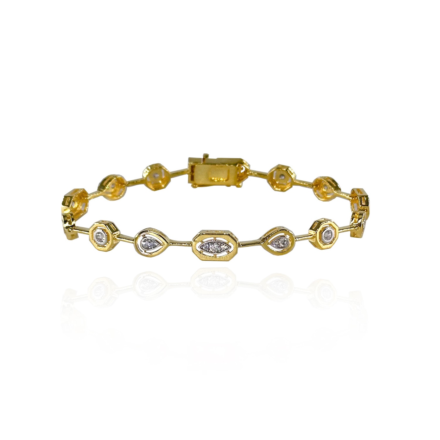 Mixed Vibe Zircon Stone Silver Bracelet - Gold Filled