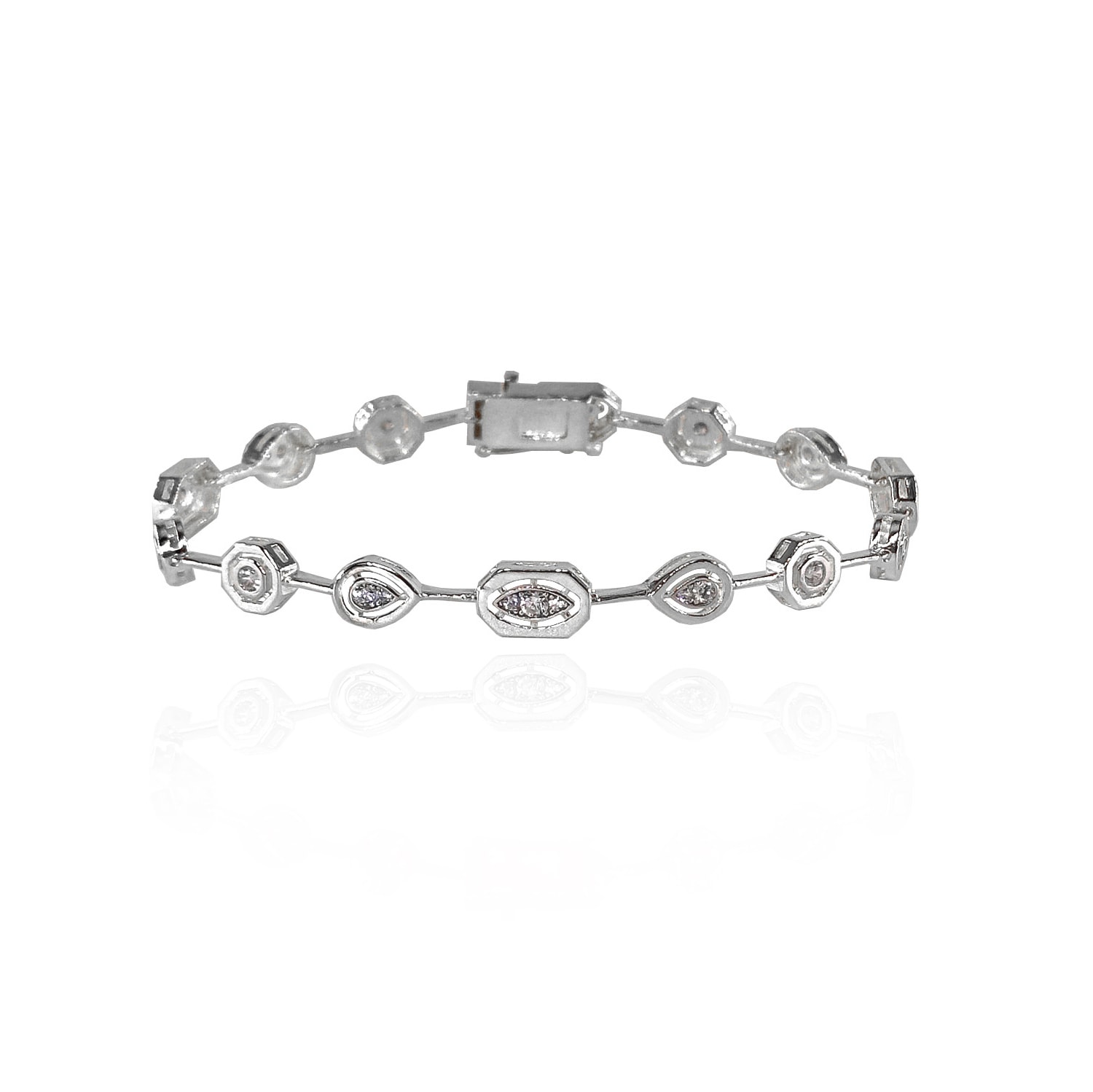Mixed Vibe Zircon Stone Silver Bracelet - Silver