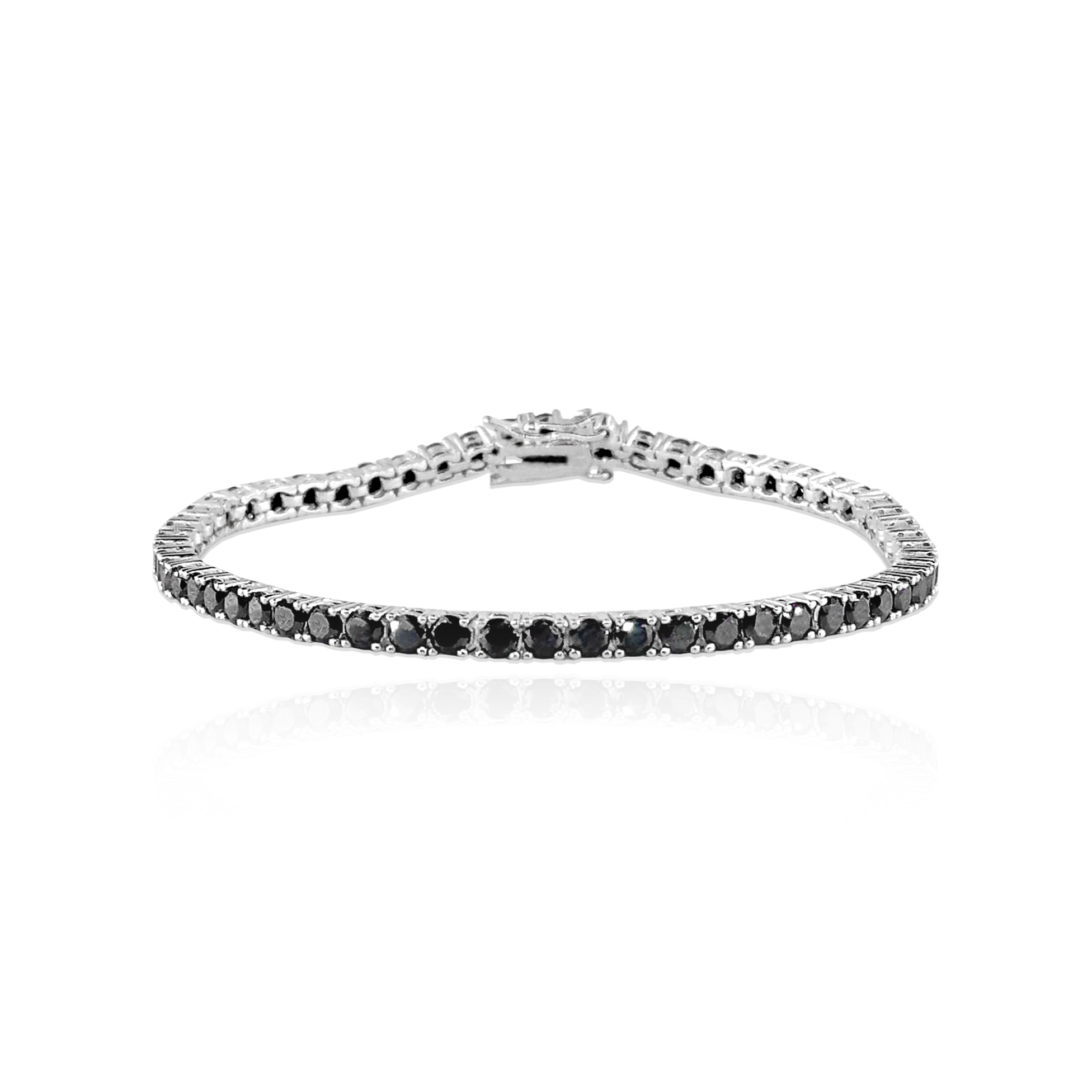 Black Zircon Silver Tennis Bracelet - Black