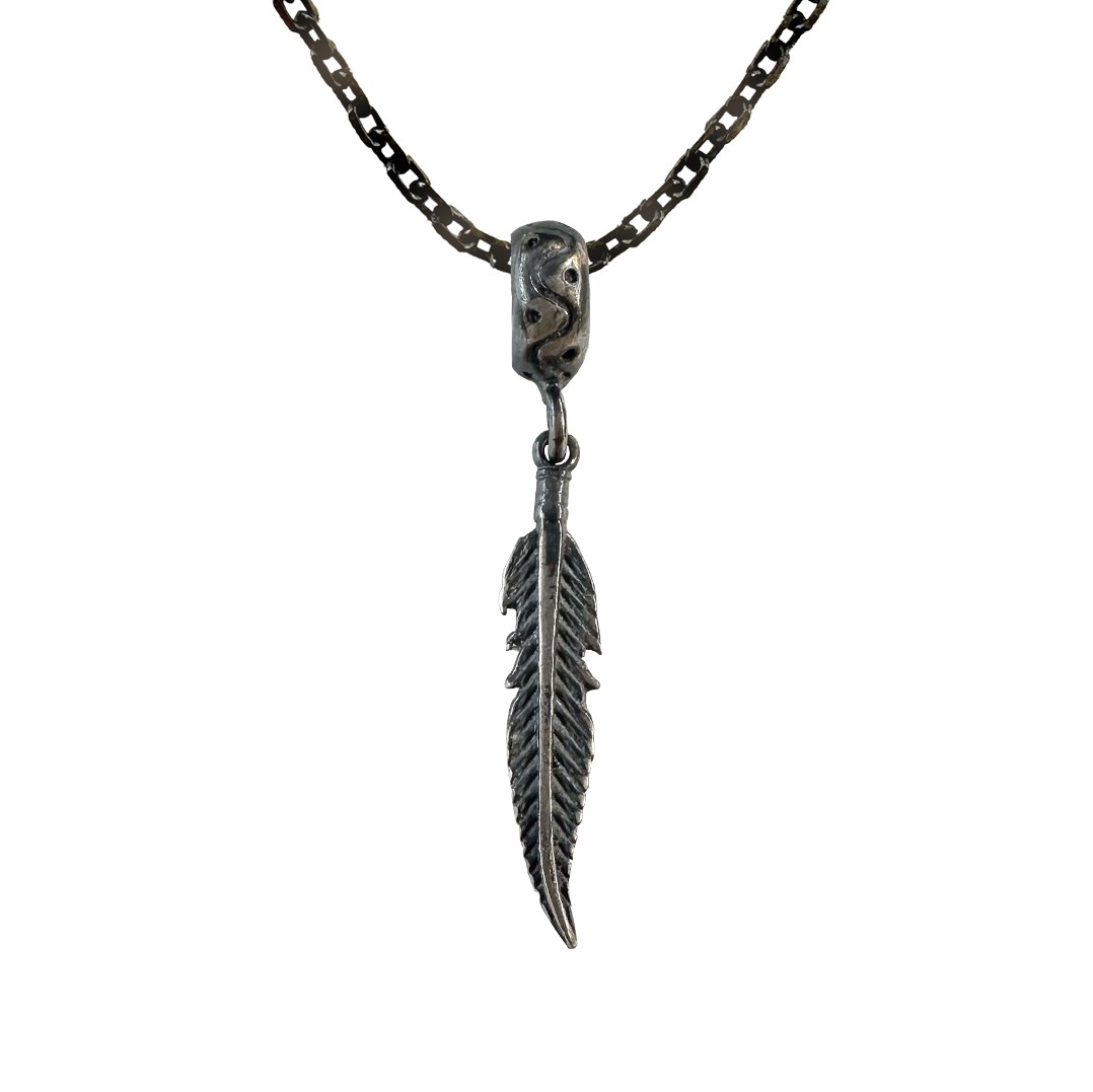 Feather Silver Oxidized Necklace