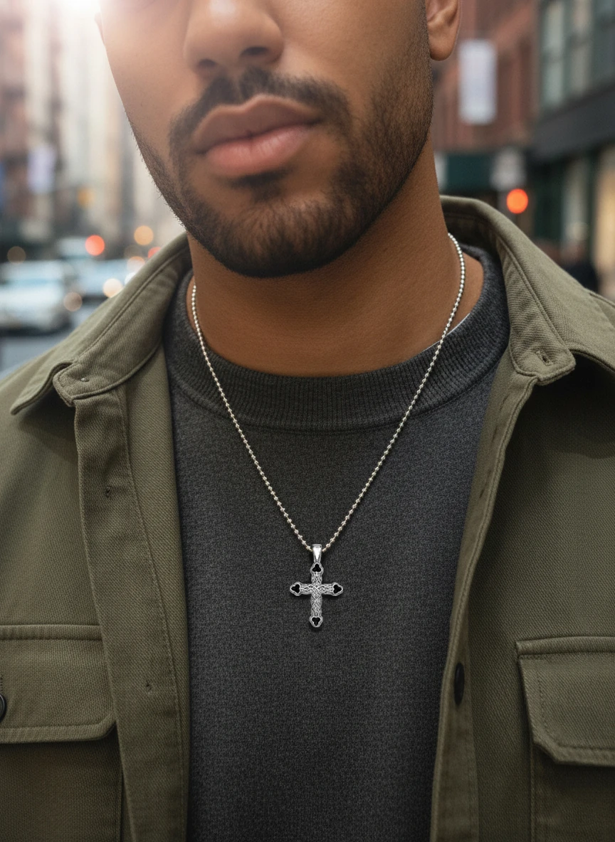 Clover Cross Silver Necklace