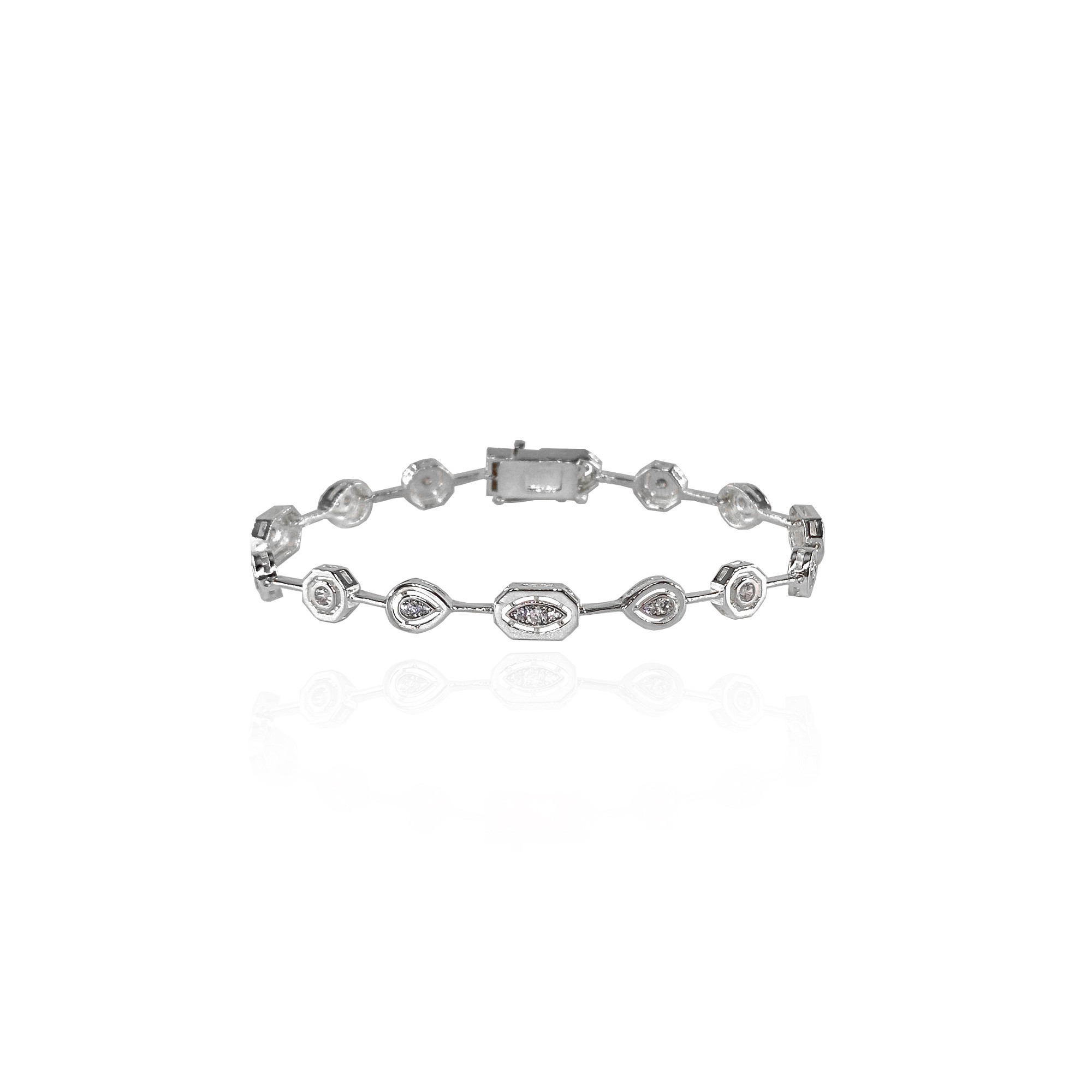Mixed Vibe Zircon Stone Silver Bracelet - Silver