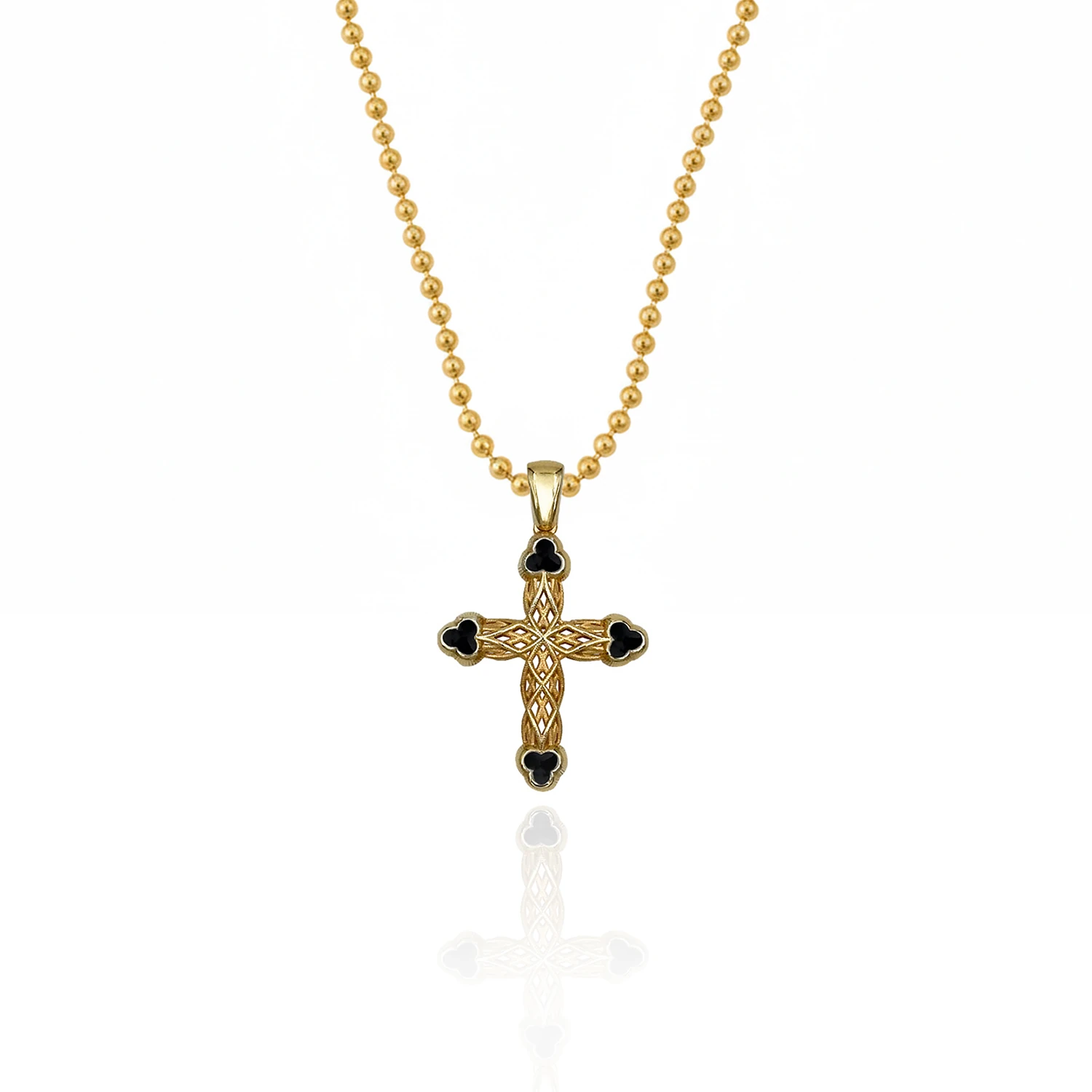 Clover Cross Silver Necklace - Gold Plated