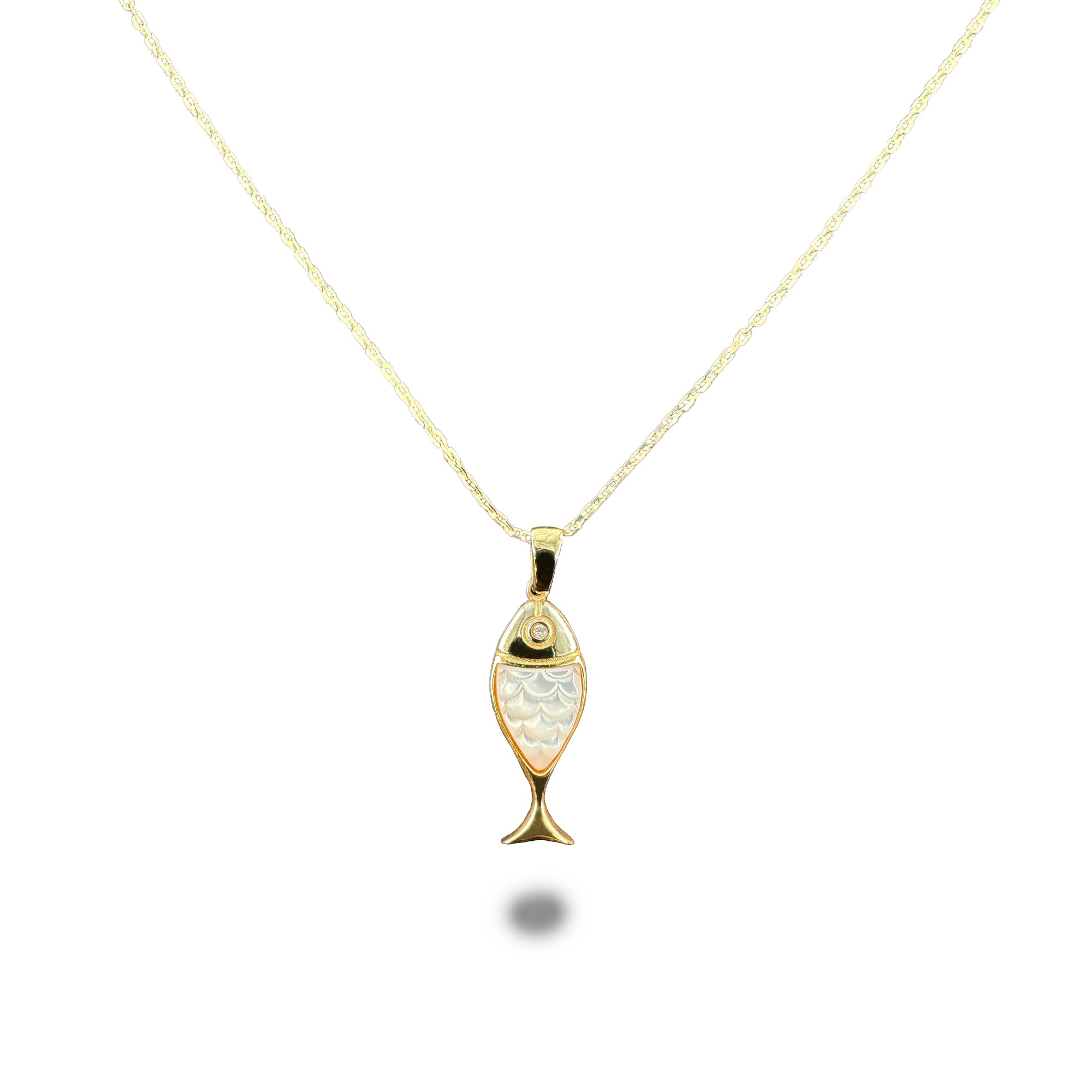 Fish Gold-Plated Silver Necklace - White