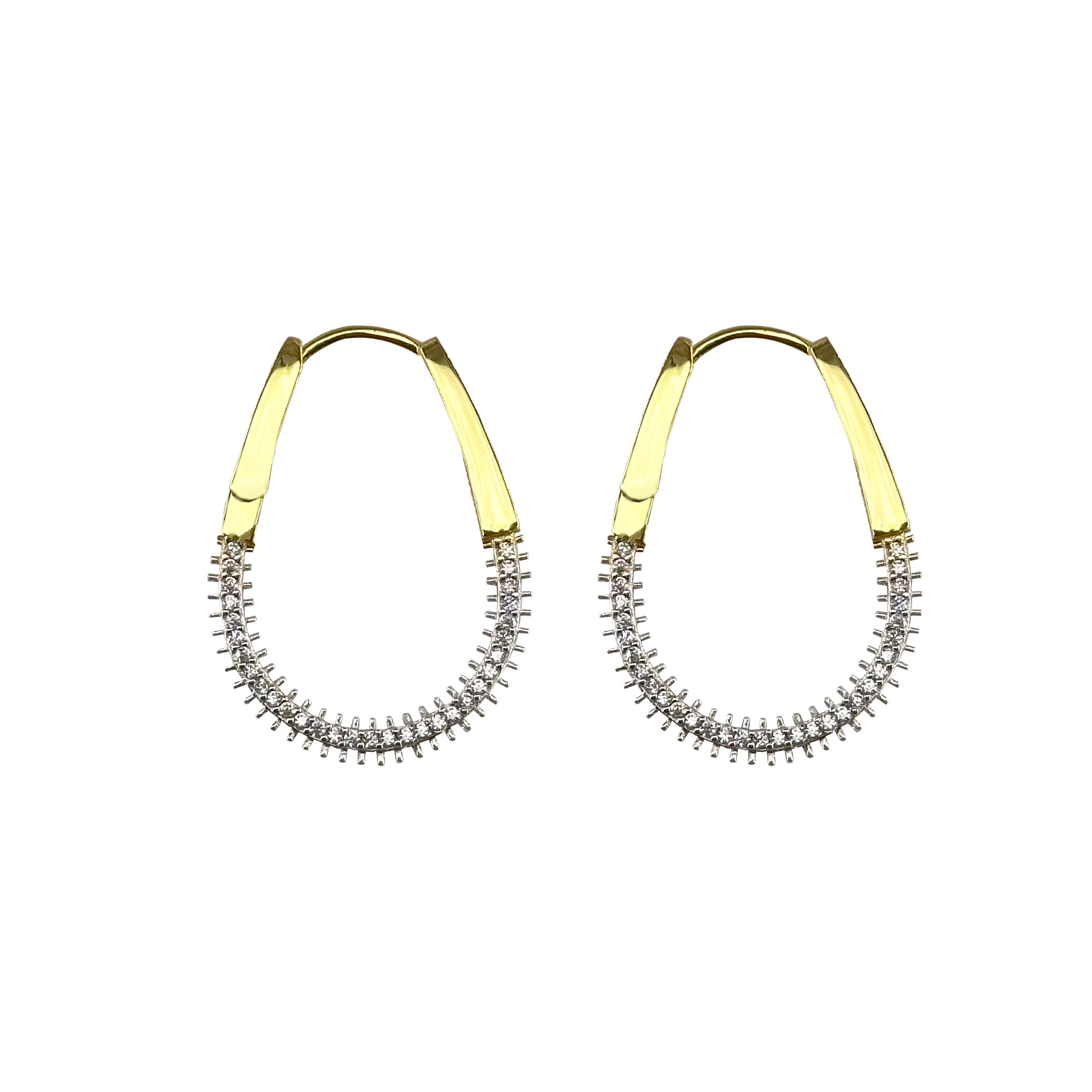 Gold-Plated Silver Earrings with Zircon Stone-Embellished Hook