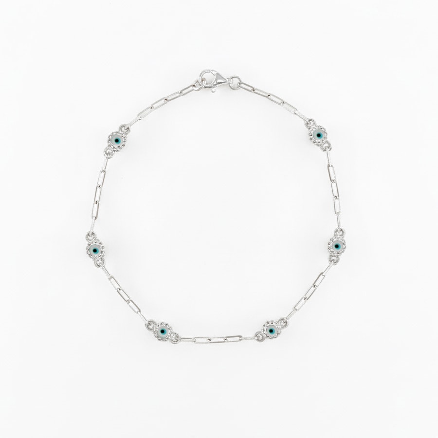 Evil Eye Enamel Silver Bracelet