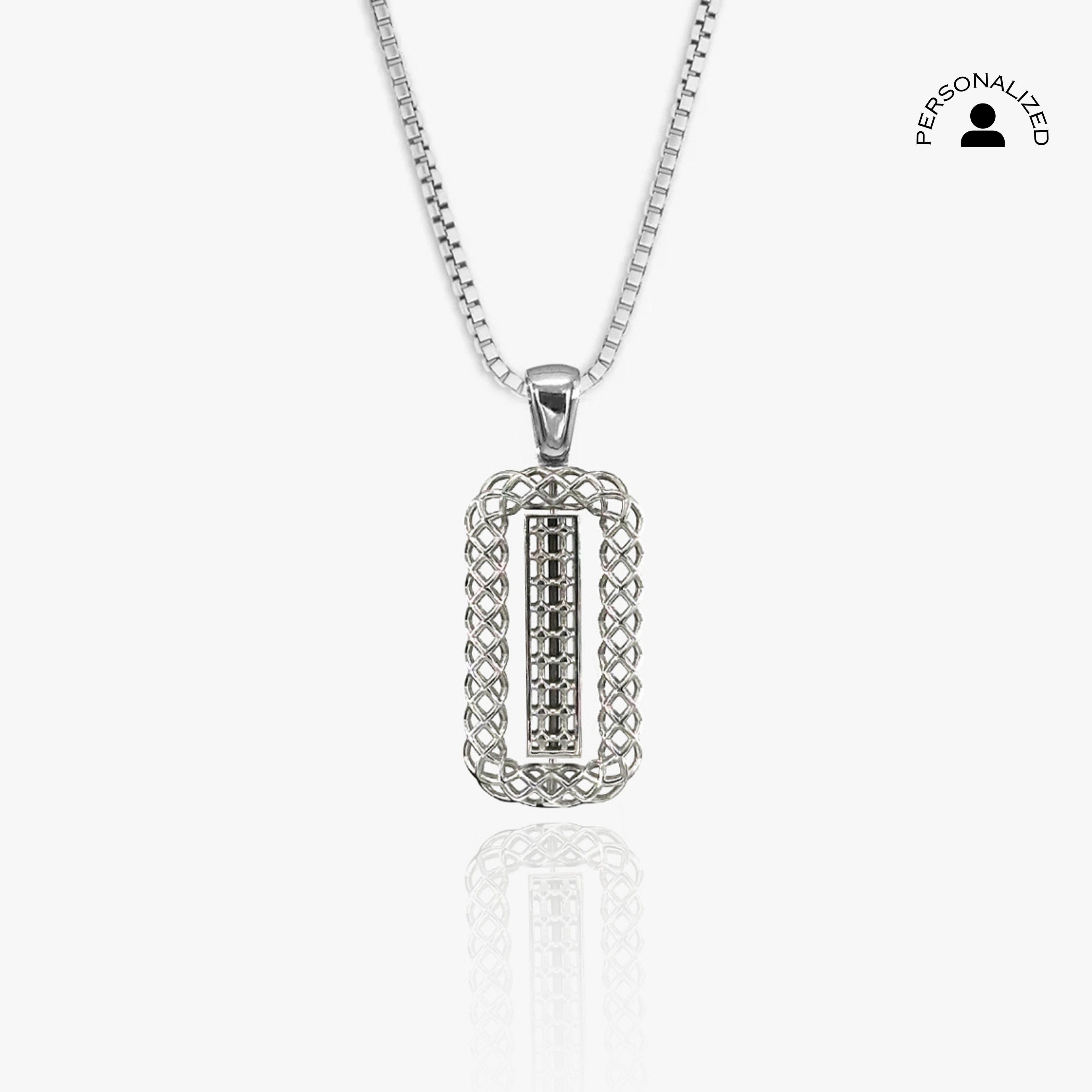 Customizable Woven Design Silver Necklace