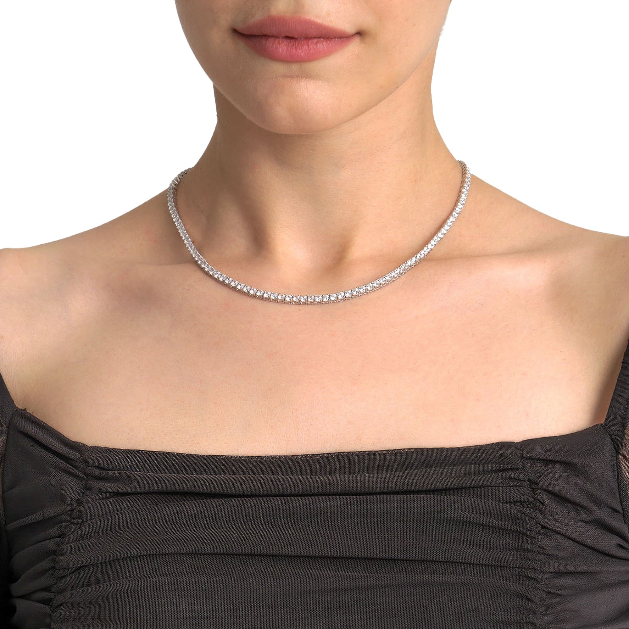 Silver Tennis Choker Necklace