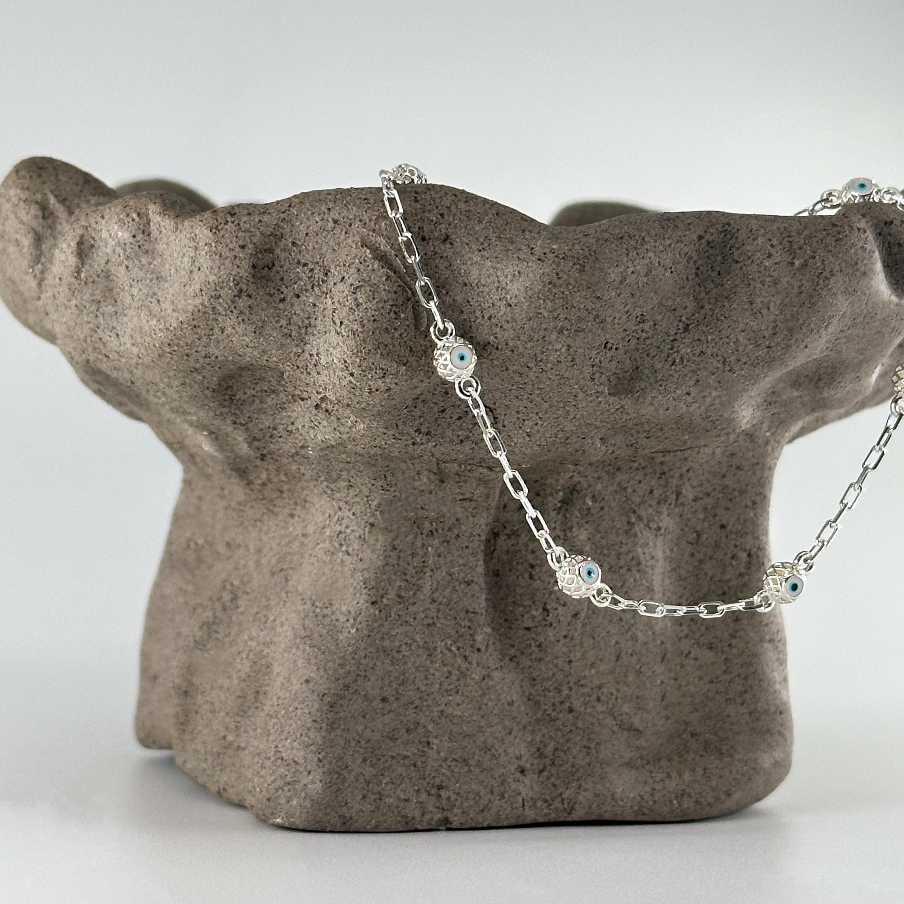Evil Eye Enamel Silver Bracelet