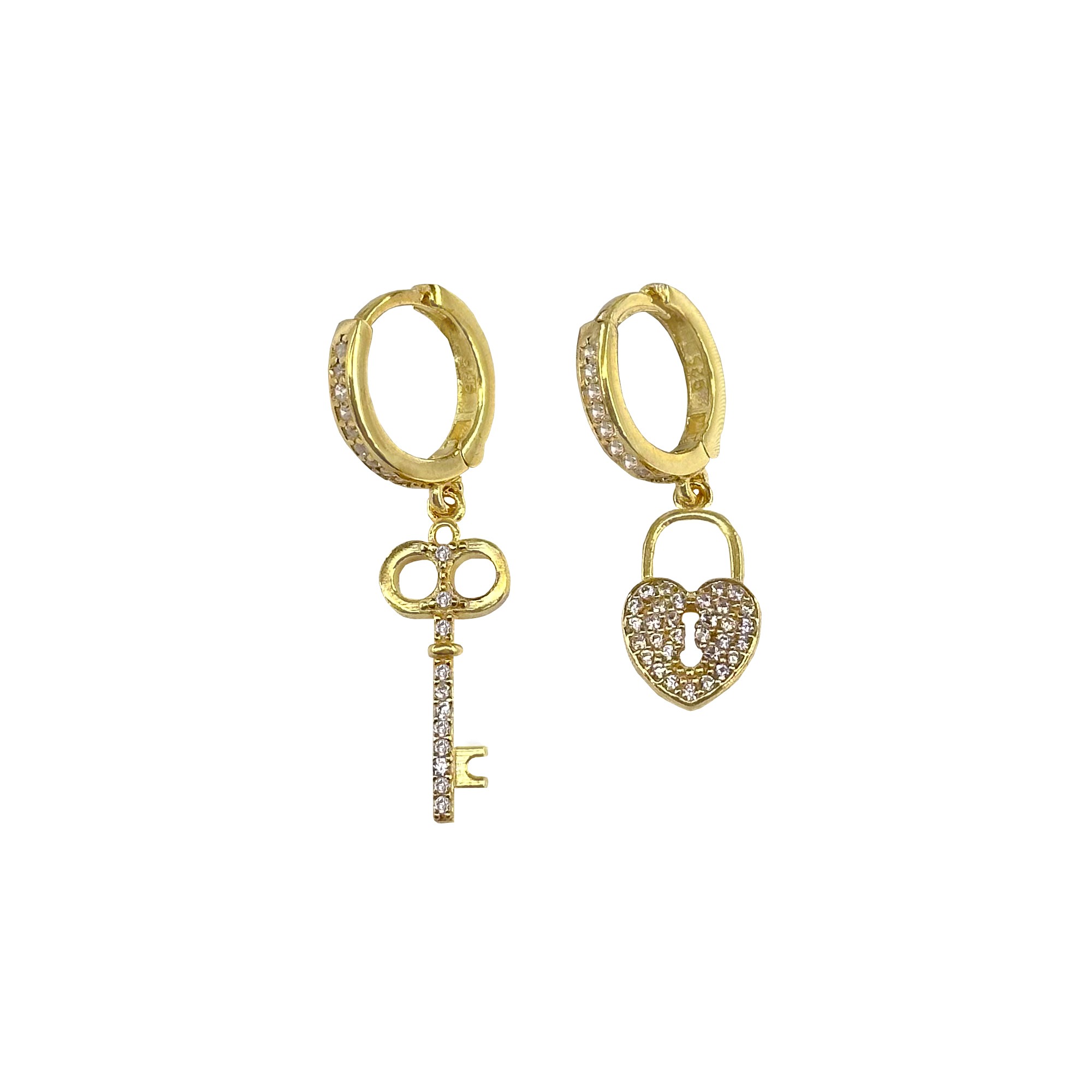 Key&Heart Earrings - Gold Filled