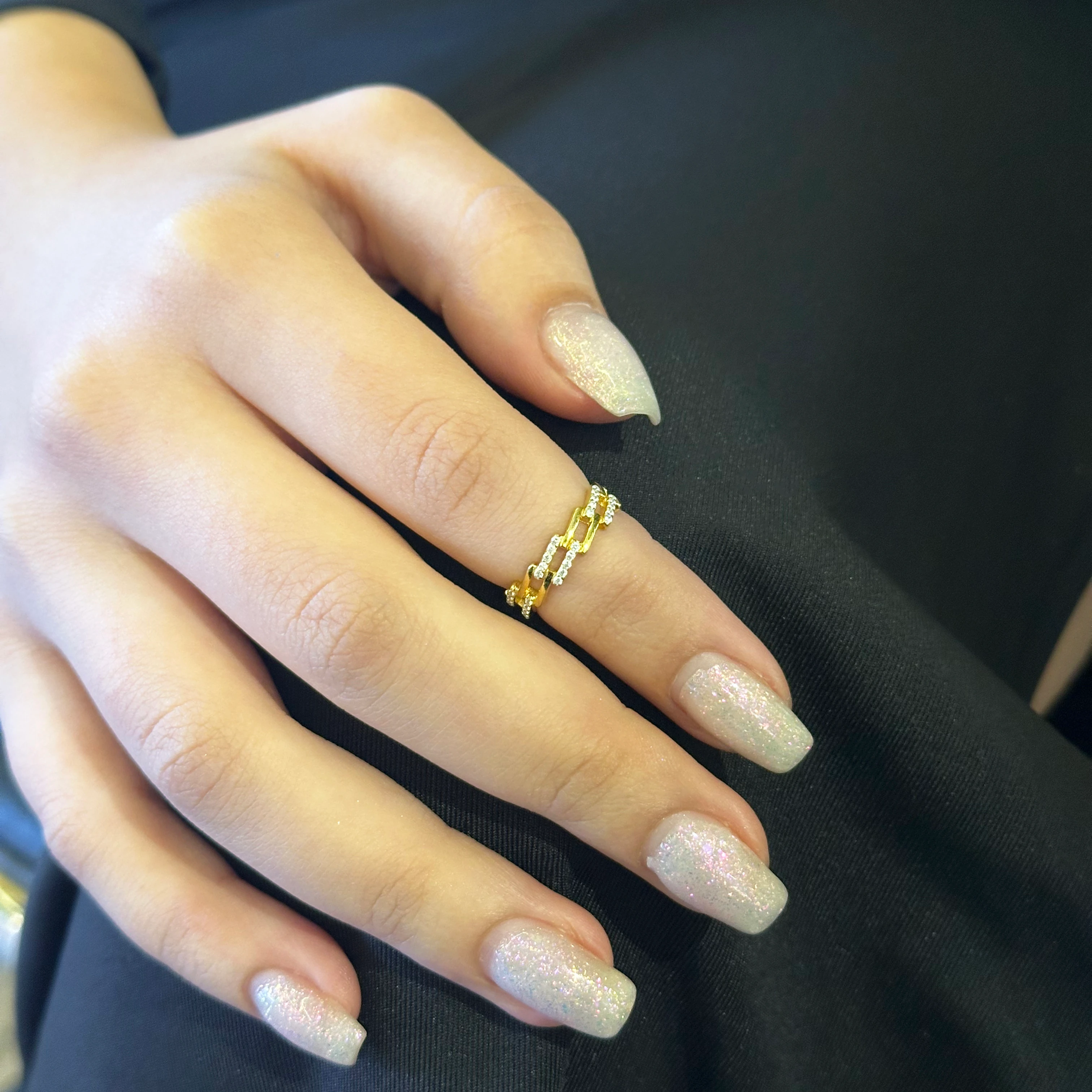 Chain Zircon Stone Silver Ring