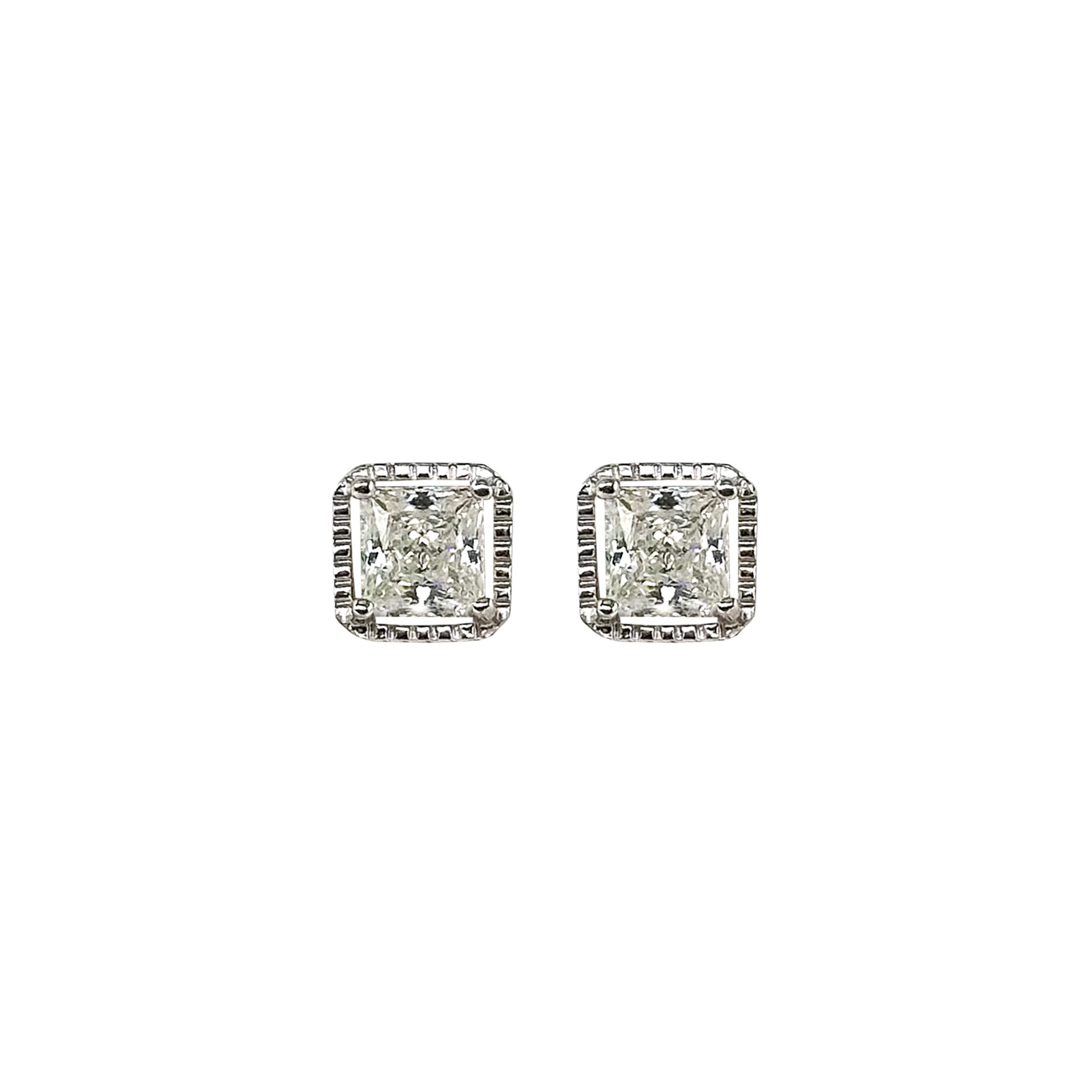 Square Moissanite Stone Silver Earrings