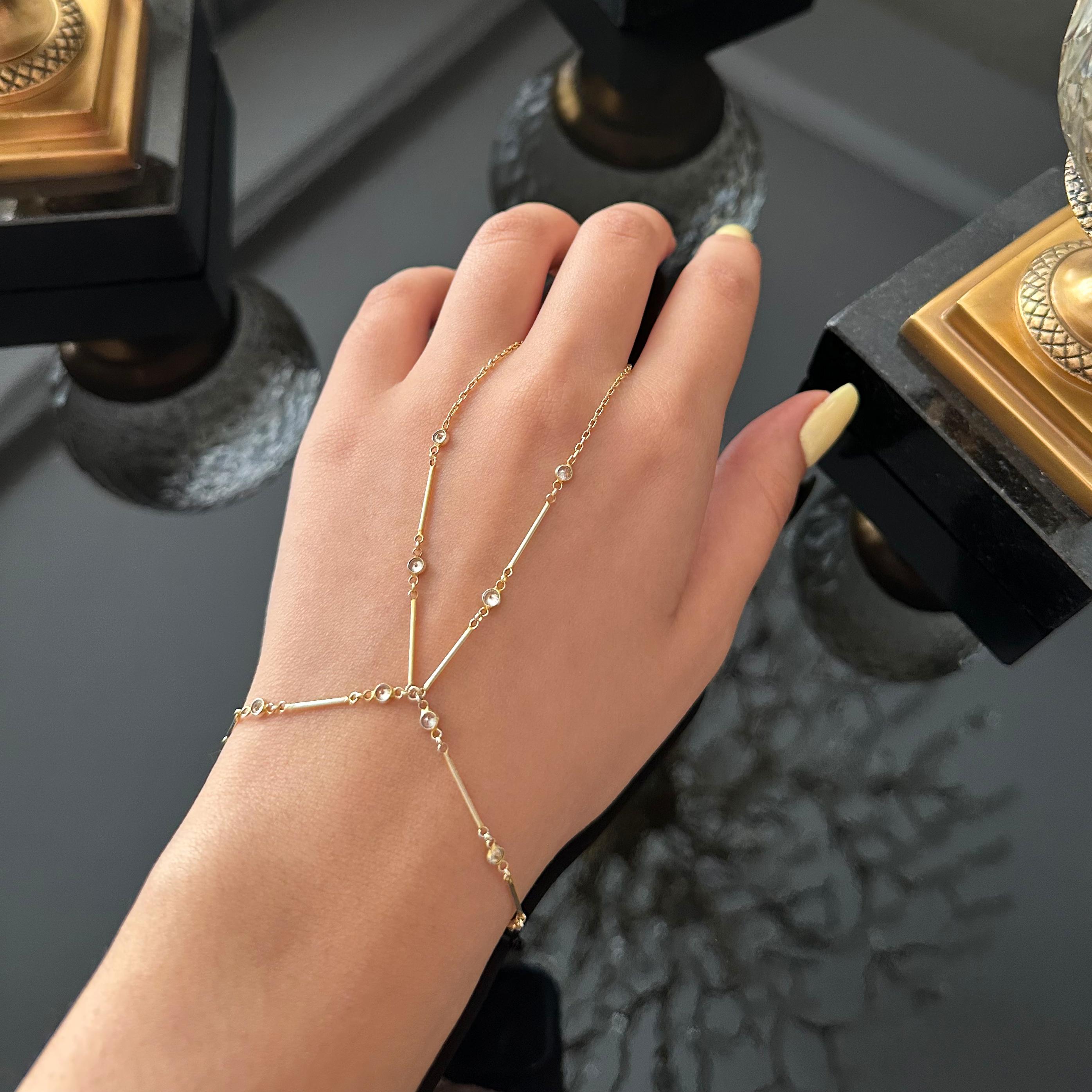 Bar Design Zircon Silver Hand Chain