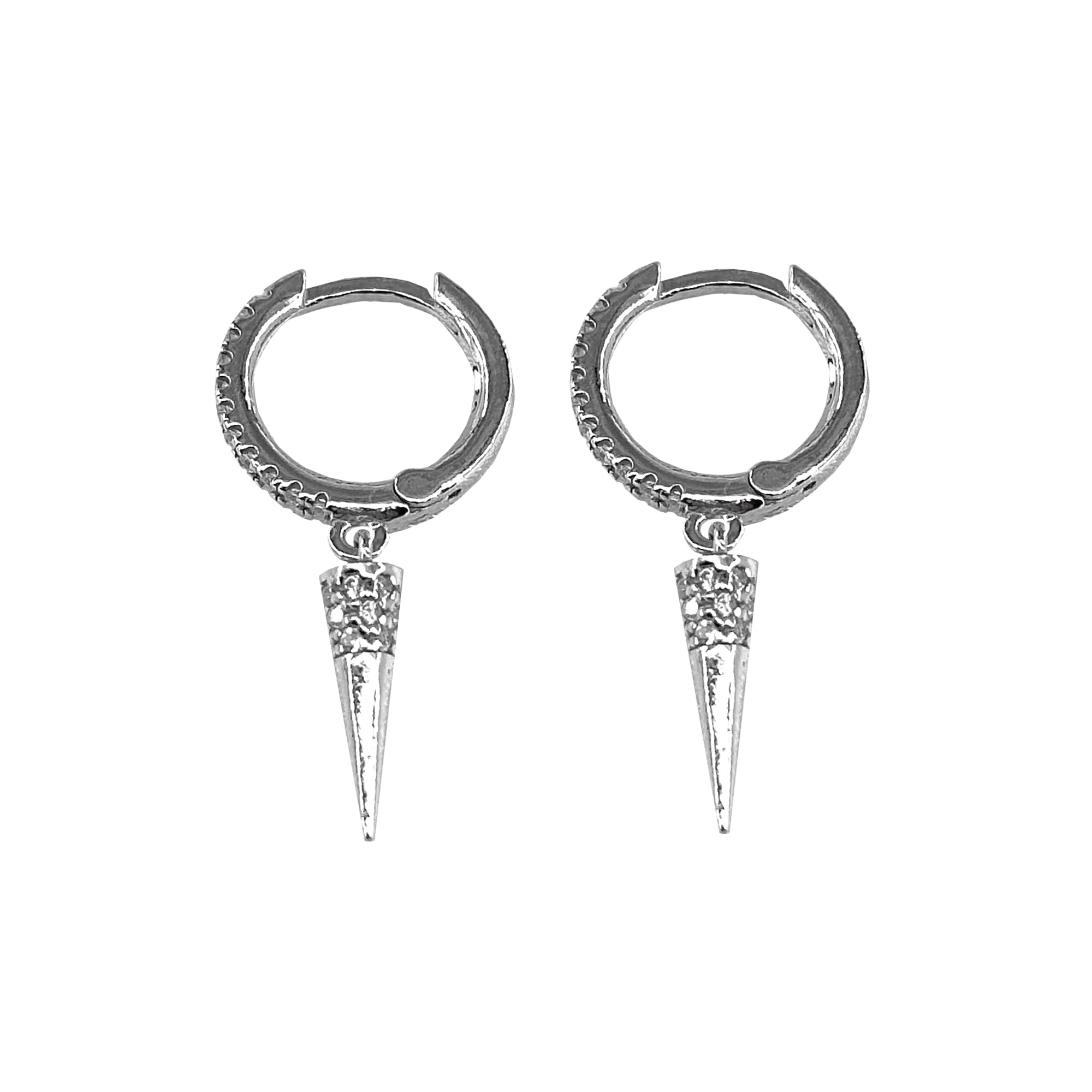 Thorn Dangling Hoop Earrings - Silver